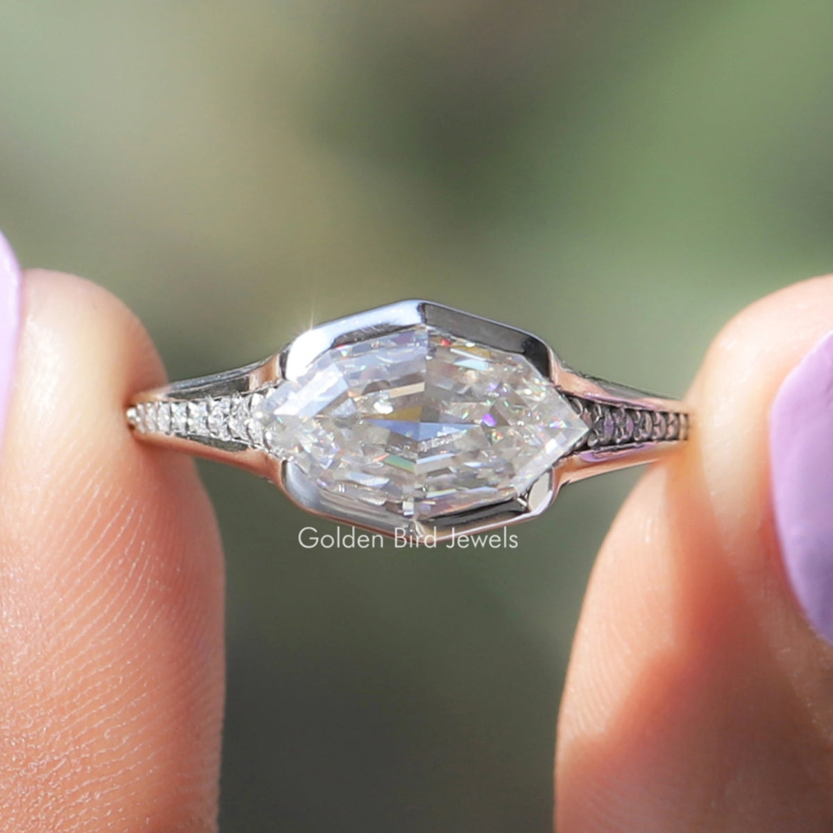 Step Cut Marquise Moissanite Eternity Bridal Ring