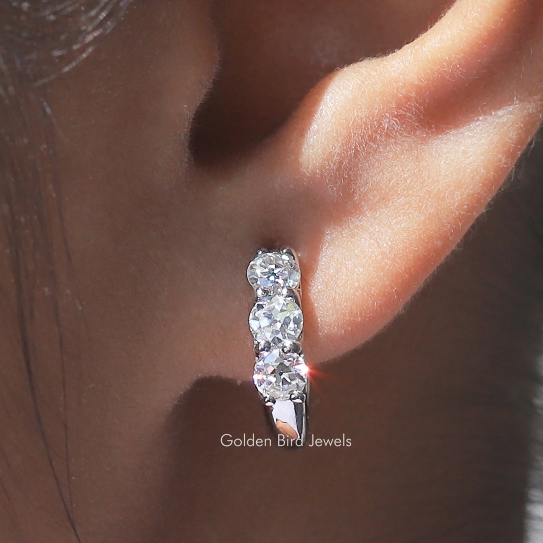 OEC Round Moissanite Hoop Earring