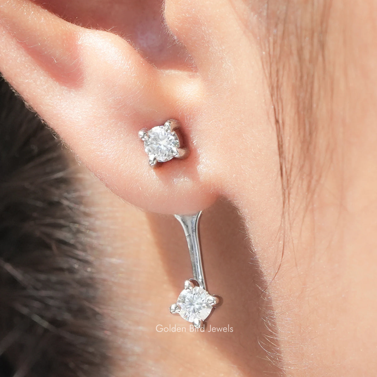 Round Moissanite Screw Back Women Earrings