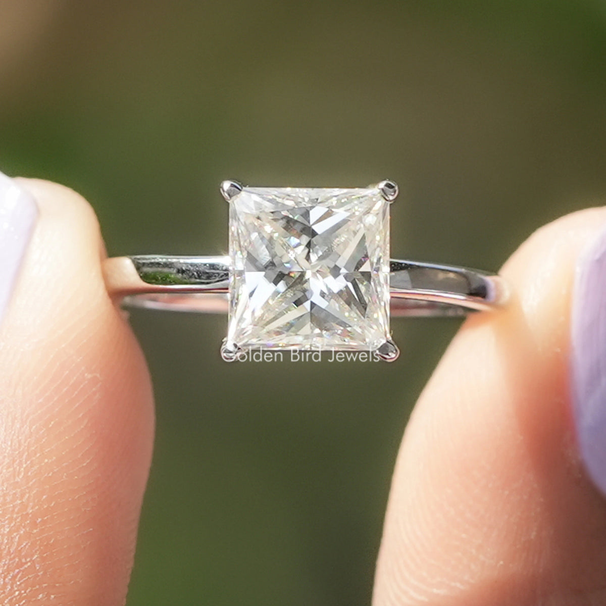Princess Cut Solitaire Moissanite Engagement Ring