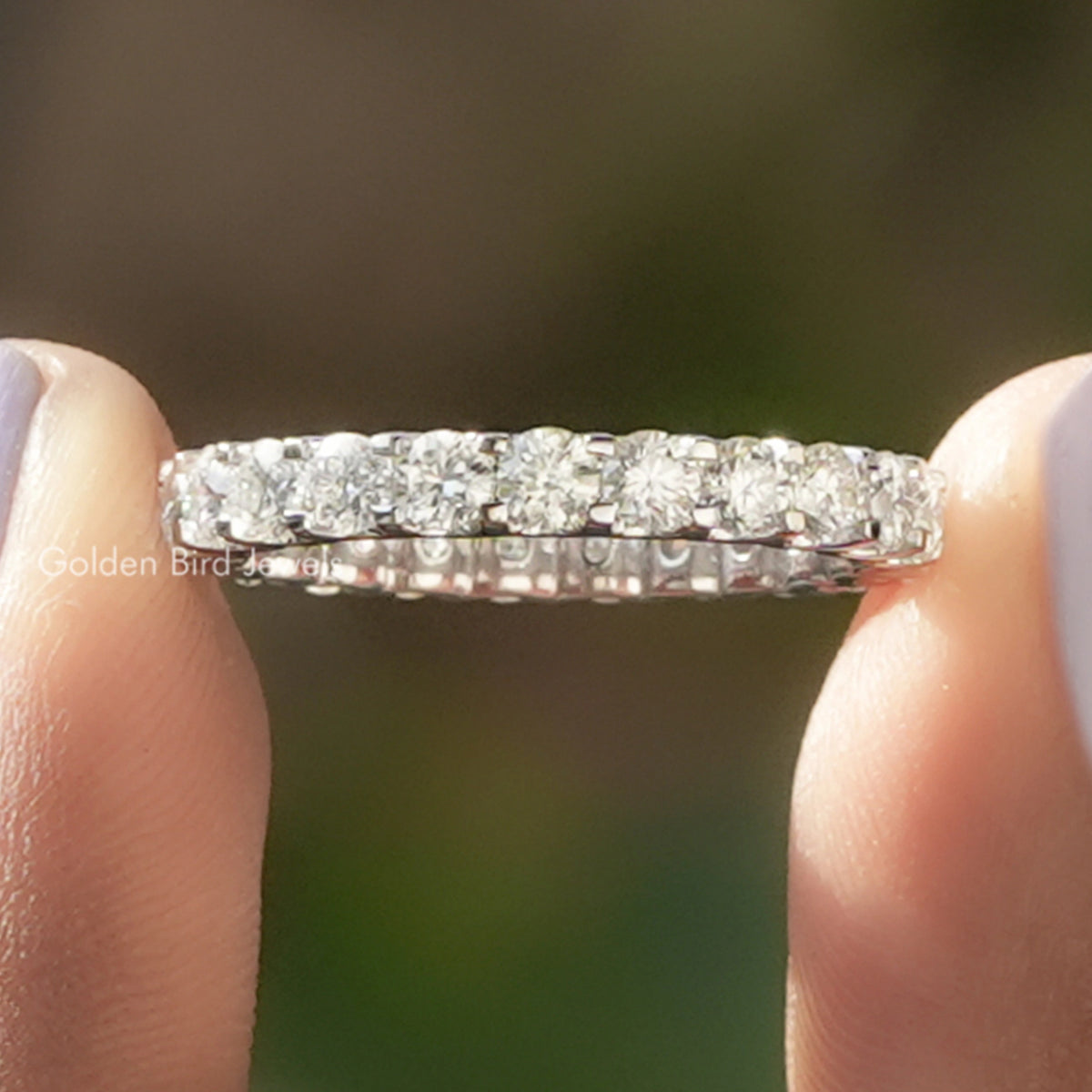Round Moissanite Full Eternity Wedding Band