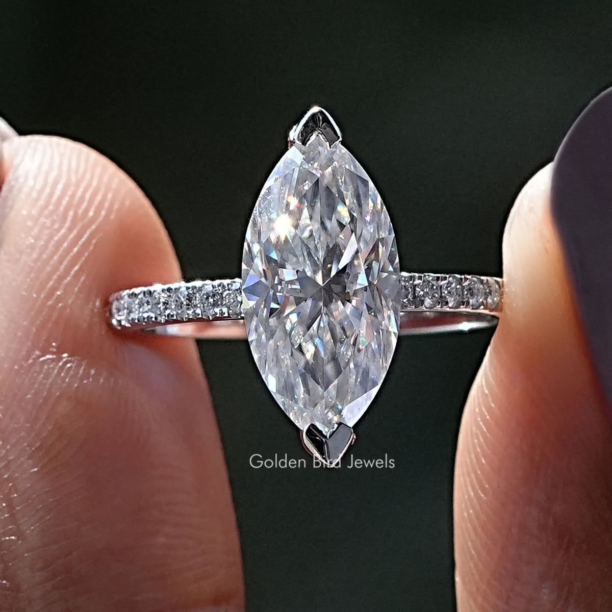 Marquise Cut Moissanite Engagement Ring