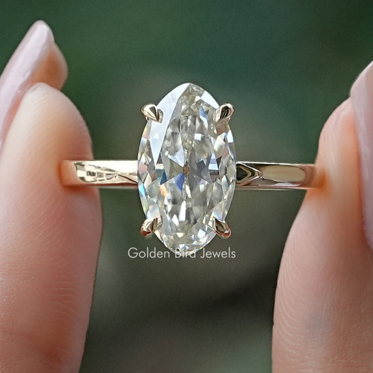 Old Mine Moval Moissanite Solitaire Ring