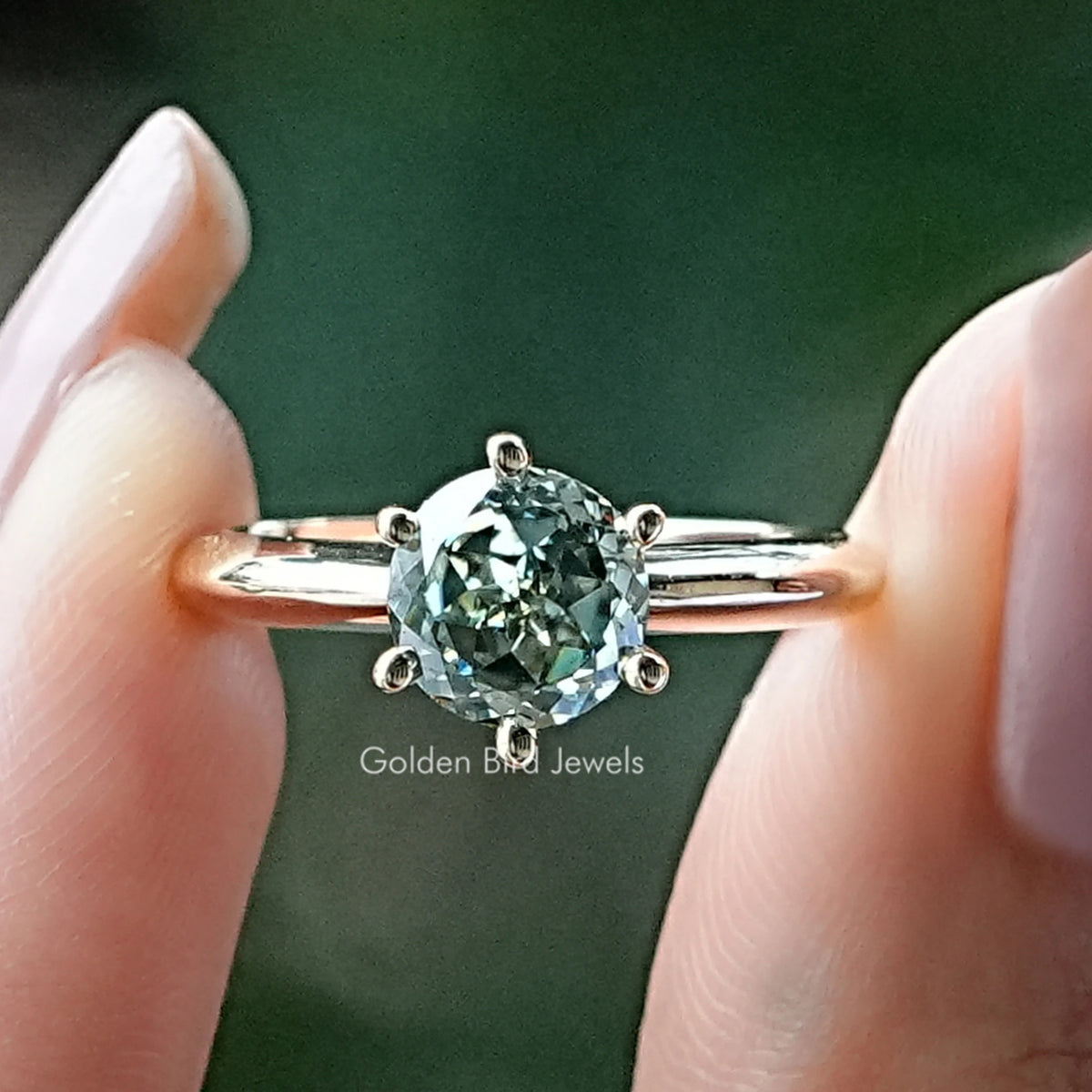 Portuguese Cut Round Moissanite Solitaire Ring