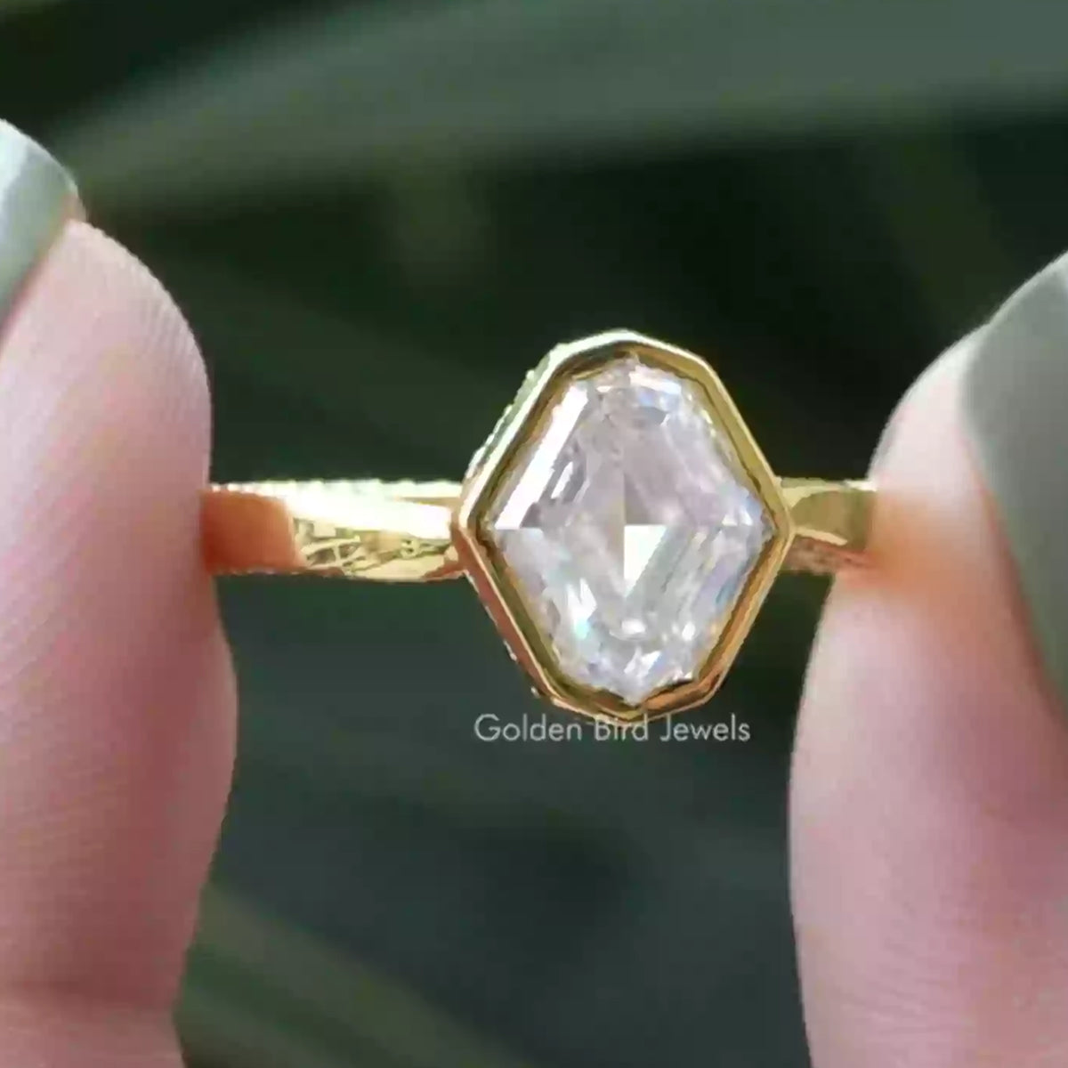 Step Cut Moval Moissanite Hidden Halo Ring