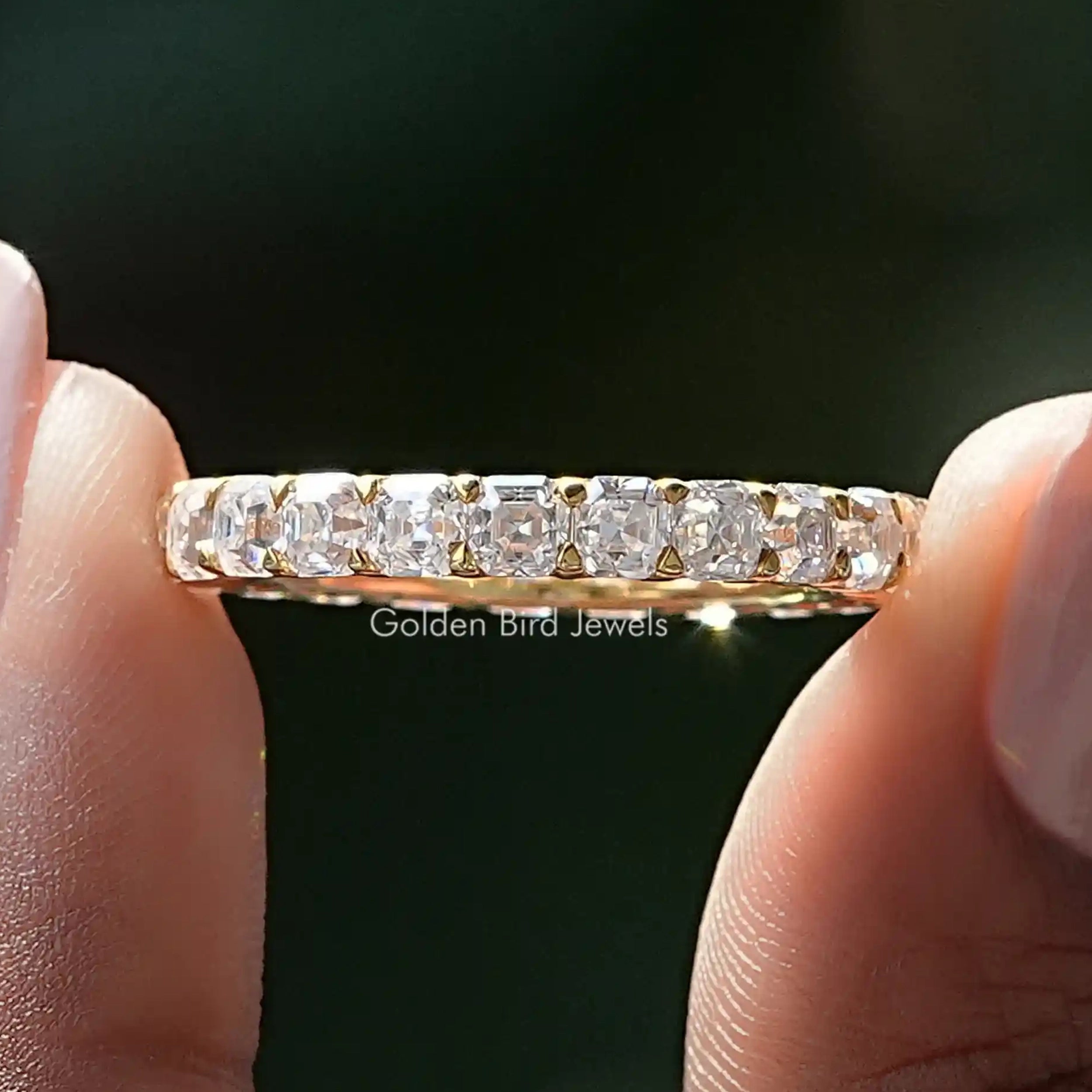Asscher Cut Moissanite Wedding Eternity Band