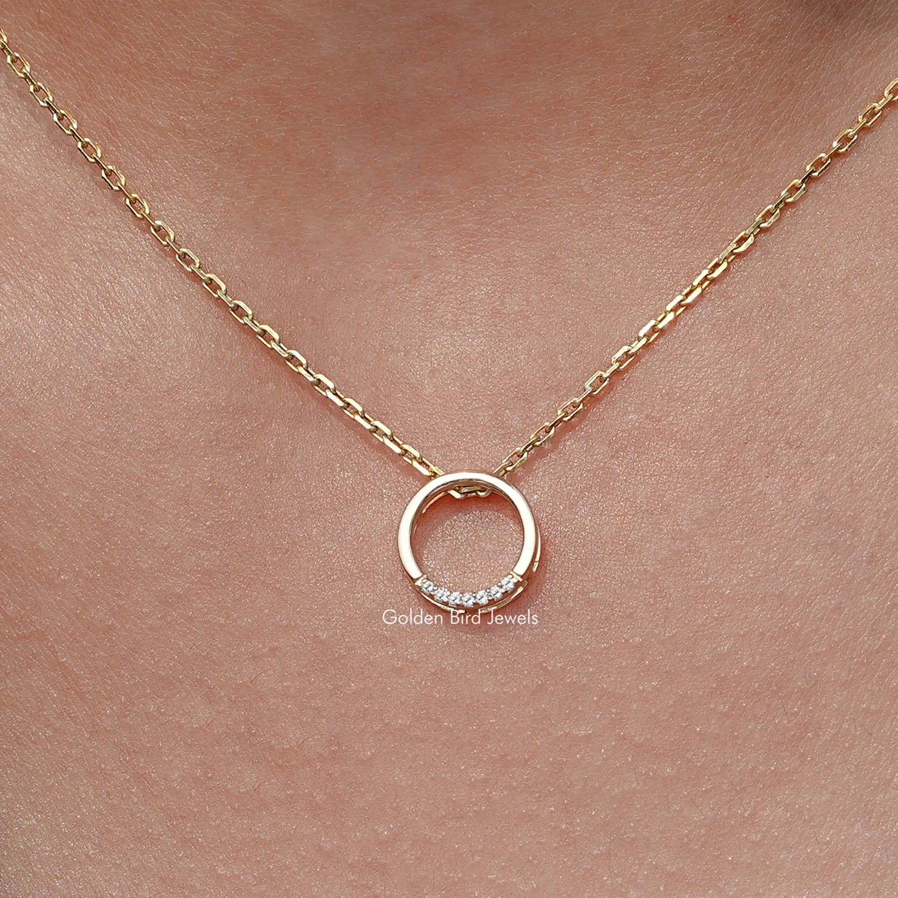 Lab Diamond Round Cut Open Circle Pendant