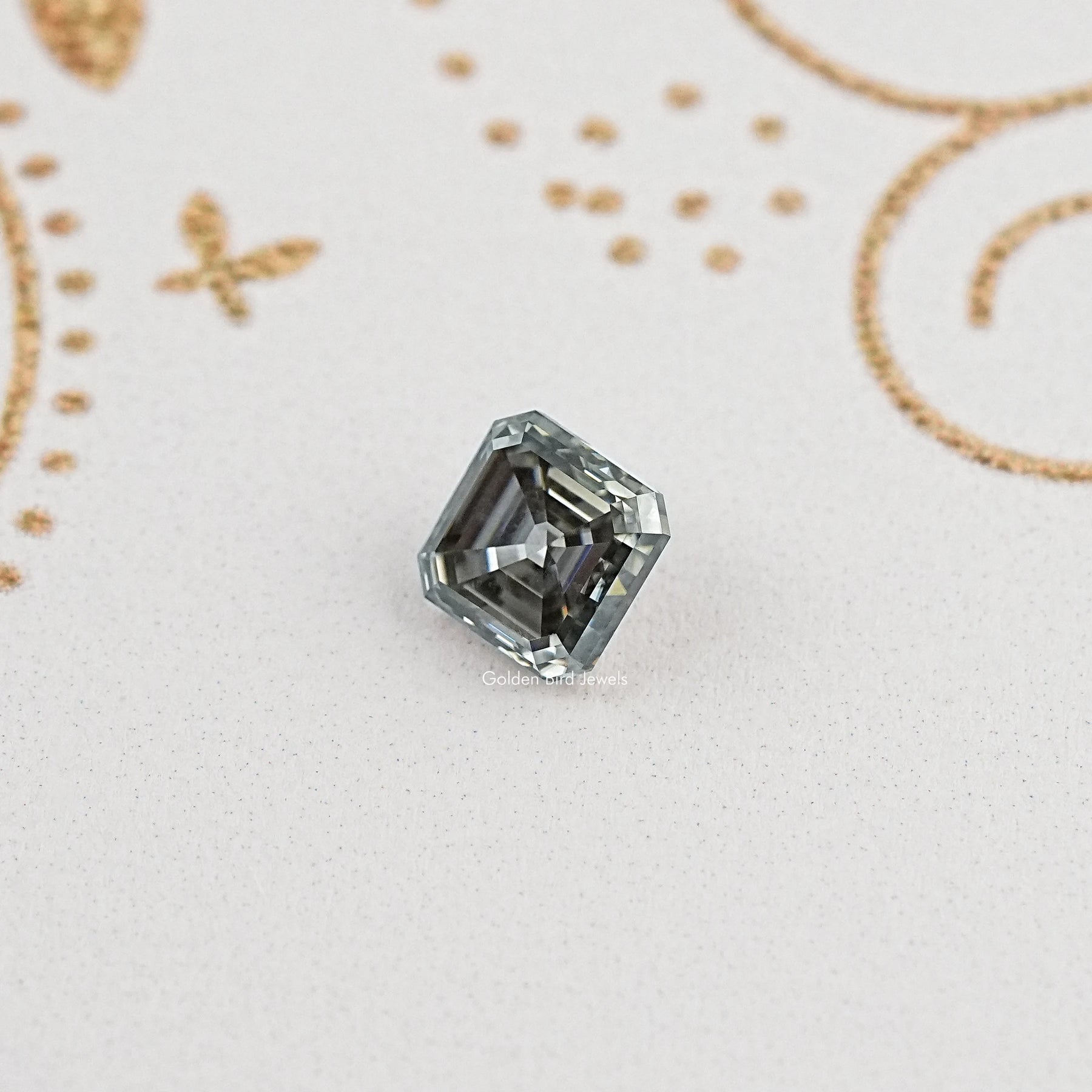 Gray Asscher Cut Loose Moissanite Stone