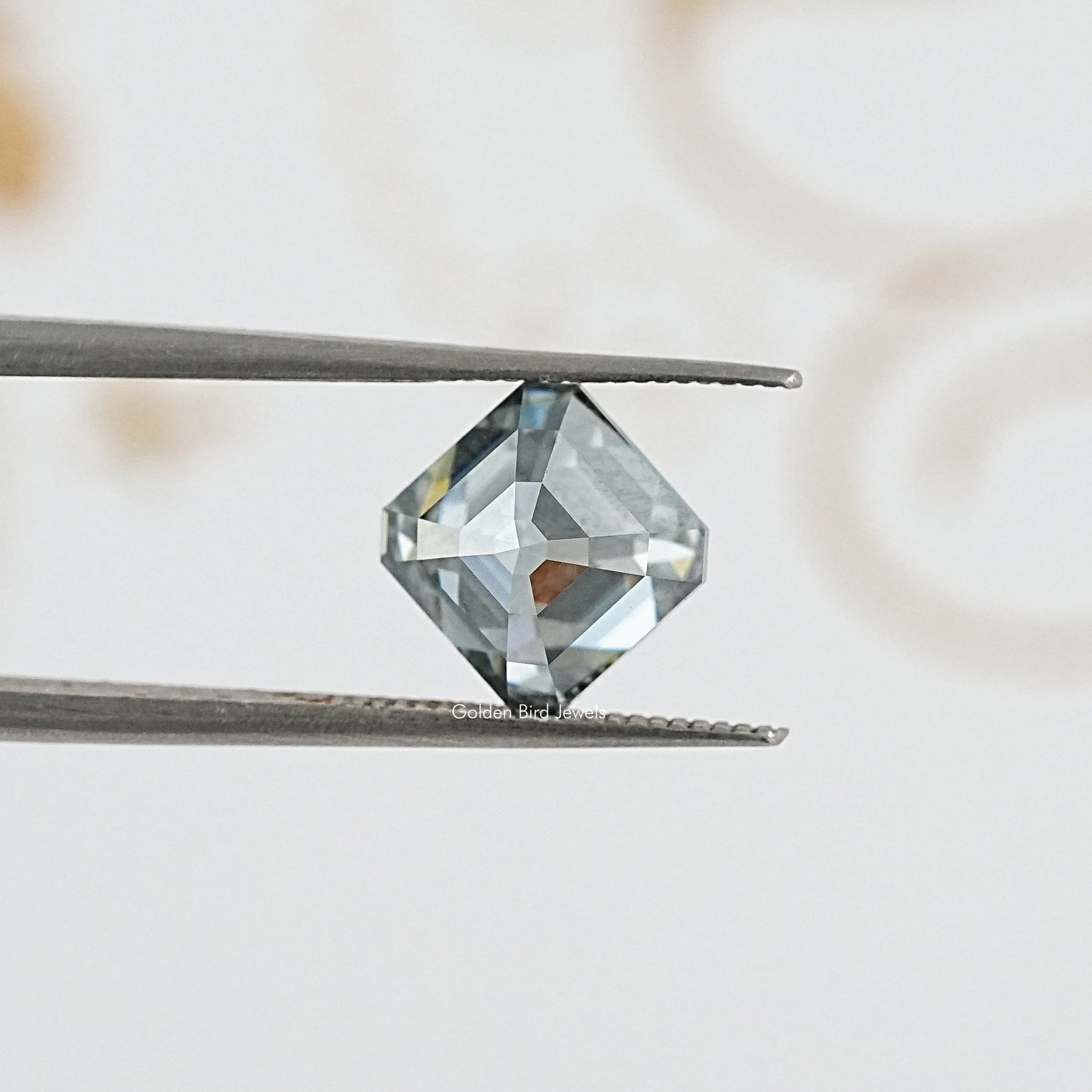 Gray Asscher Cut Loose Moissanite Stone