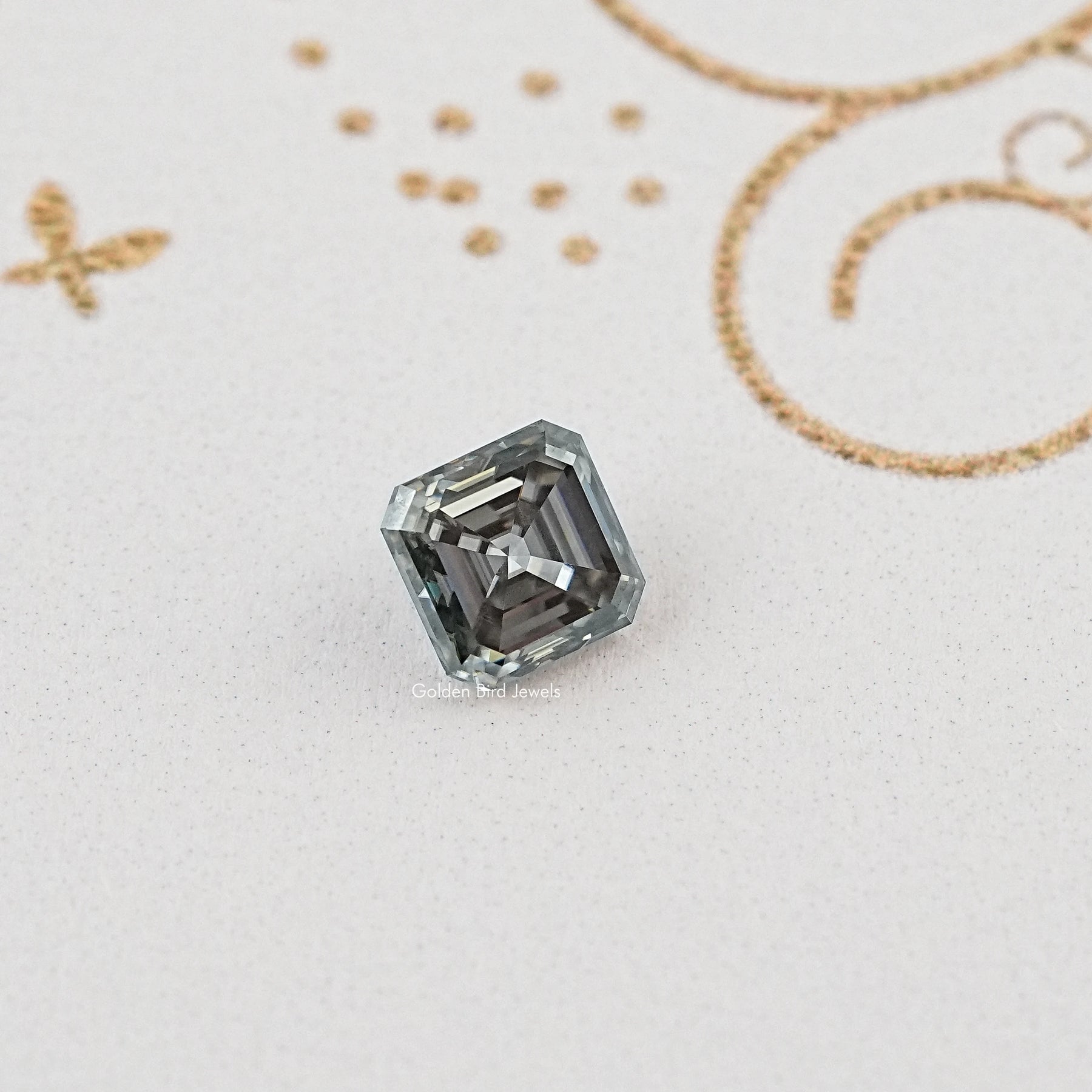 Gray Asscher Cut Loose Moissanite Stone