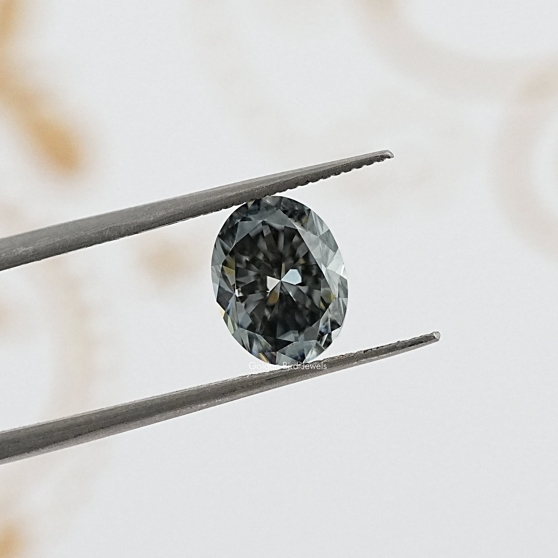 Gray Oval Cut Loose Moissanite Stone