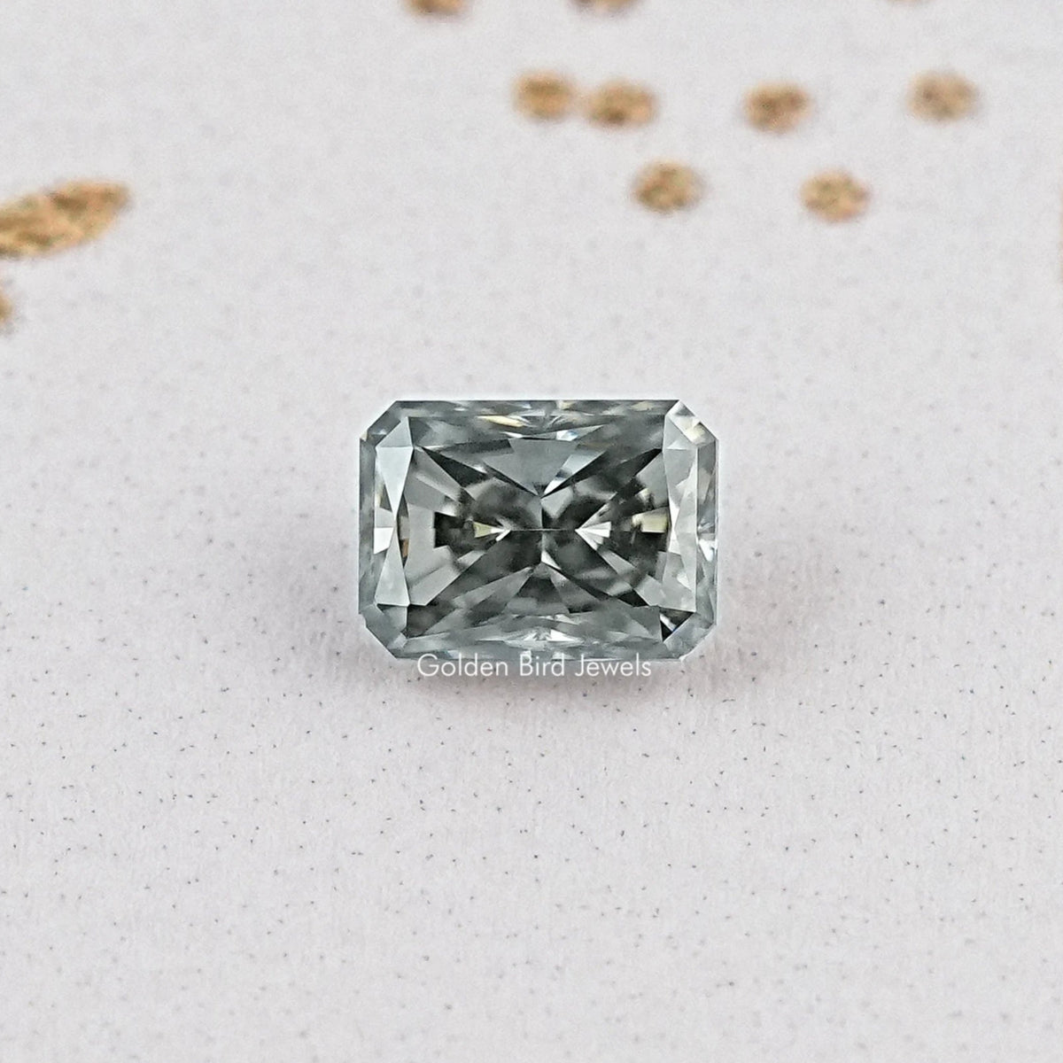 Front View Of Gray Radiant Moissanite Loose Stone