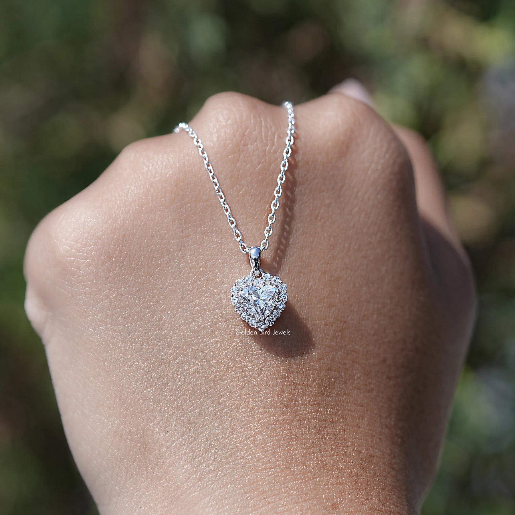 Heart Shaped Lab Diamond Halo Pendant