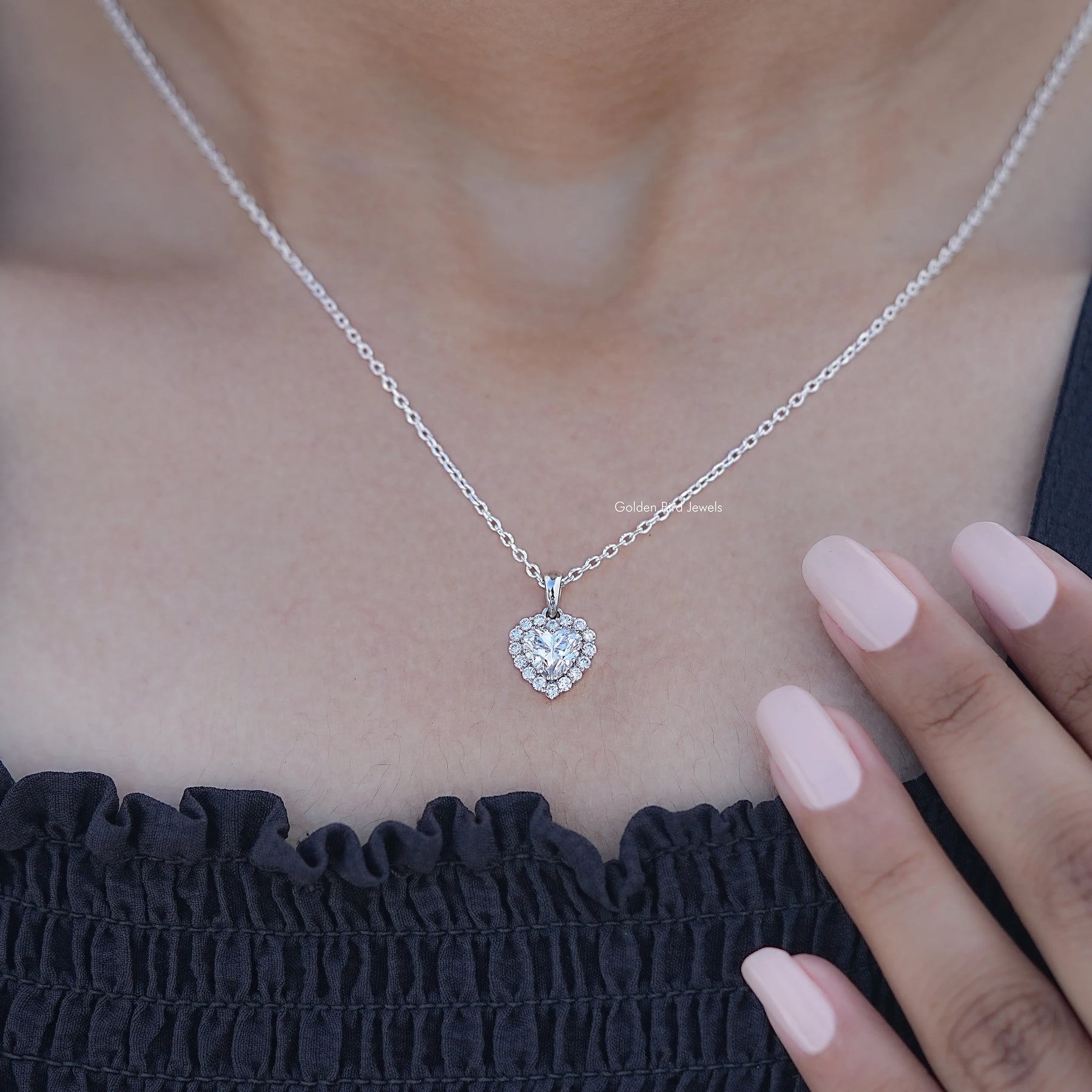 Heart Shaped Lab Diamond Halo Pendant