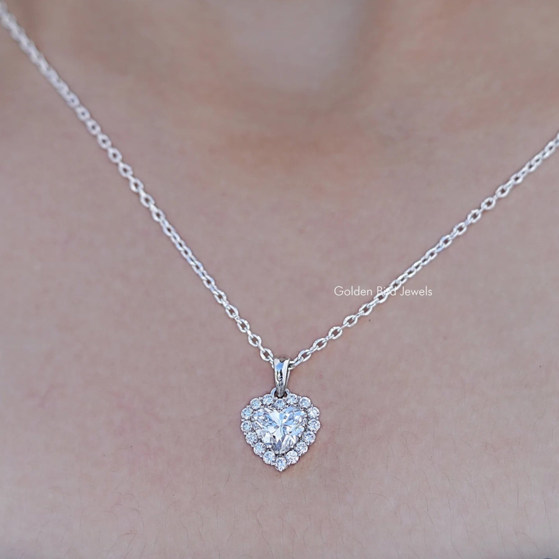 Heart Shaped Lab Diamond Halo Pendant