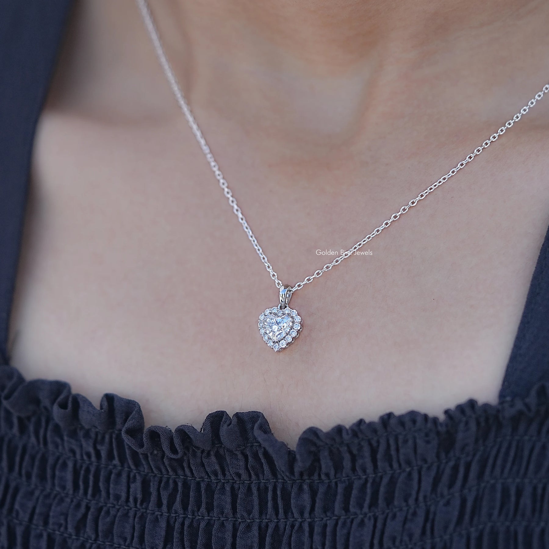 Heart Shaped Lab Diamond Halo Pendant