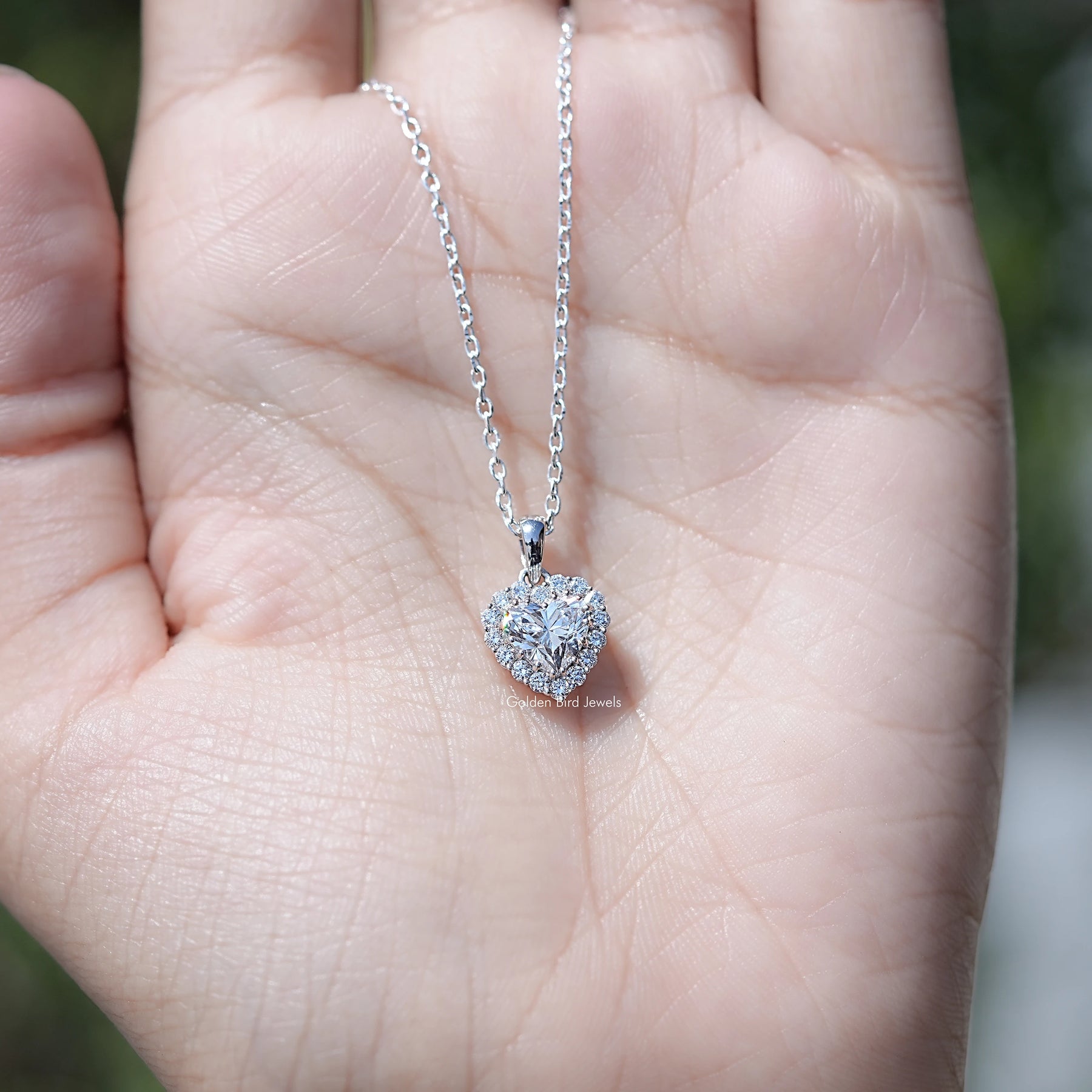 Heart Shaped Lab Diamond Halo Pendant