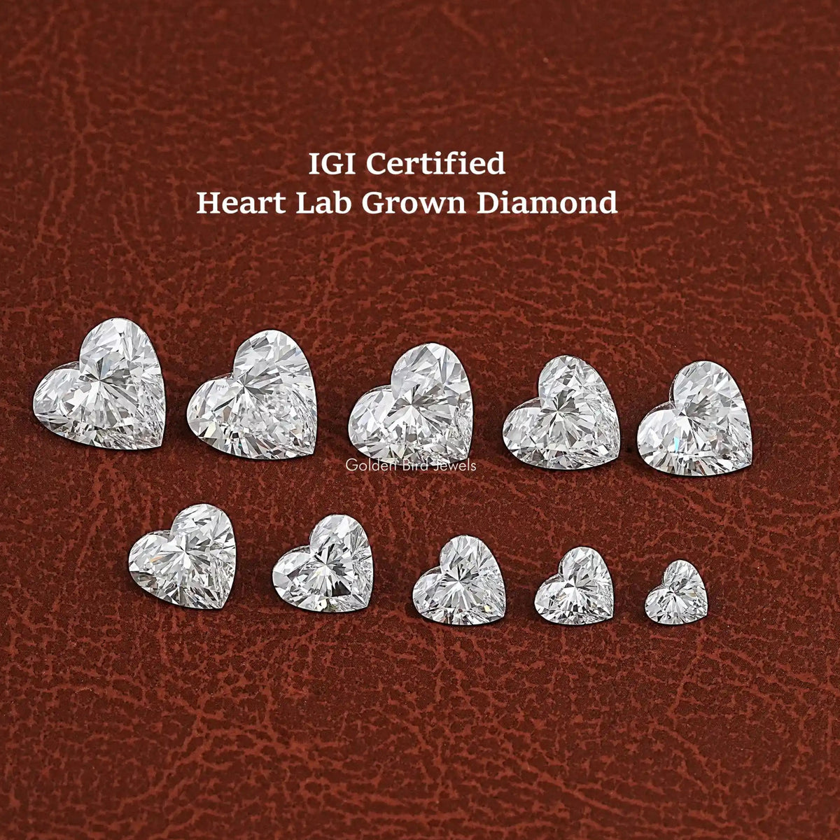 View of Heart Shaped Loose Lab Diamond In White
