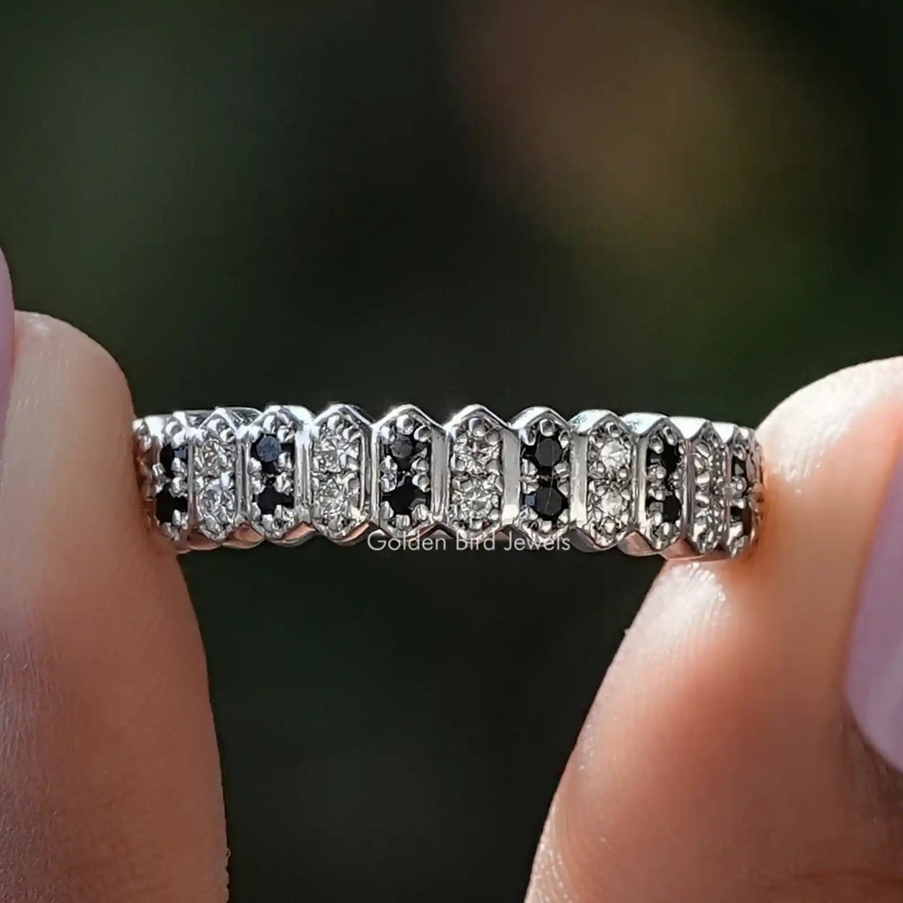 Colorless Round Cut Moissanite Half Eternity Band