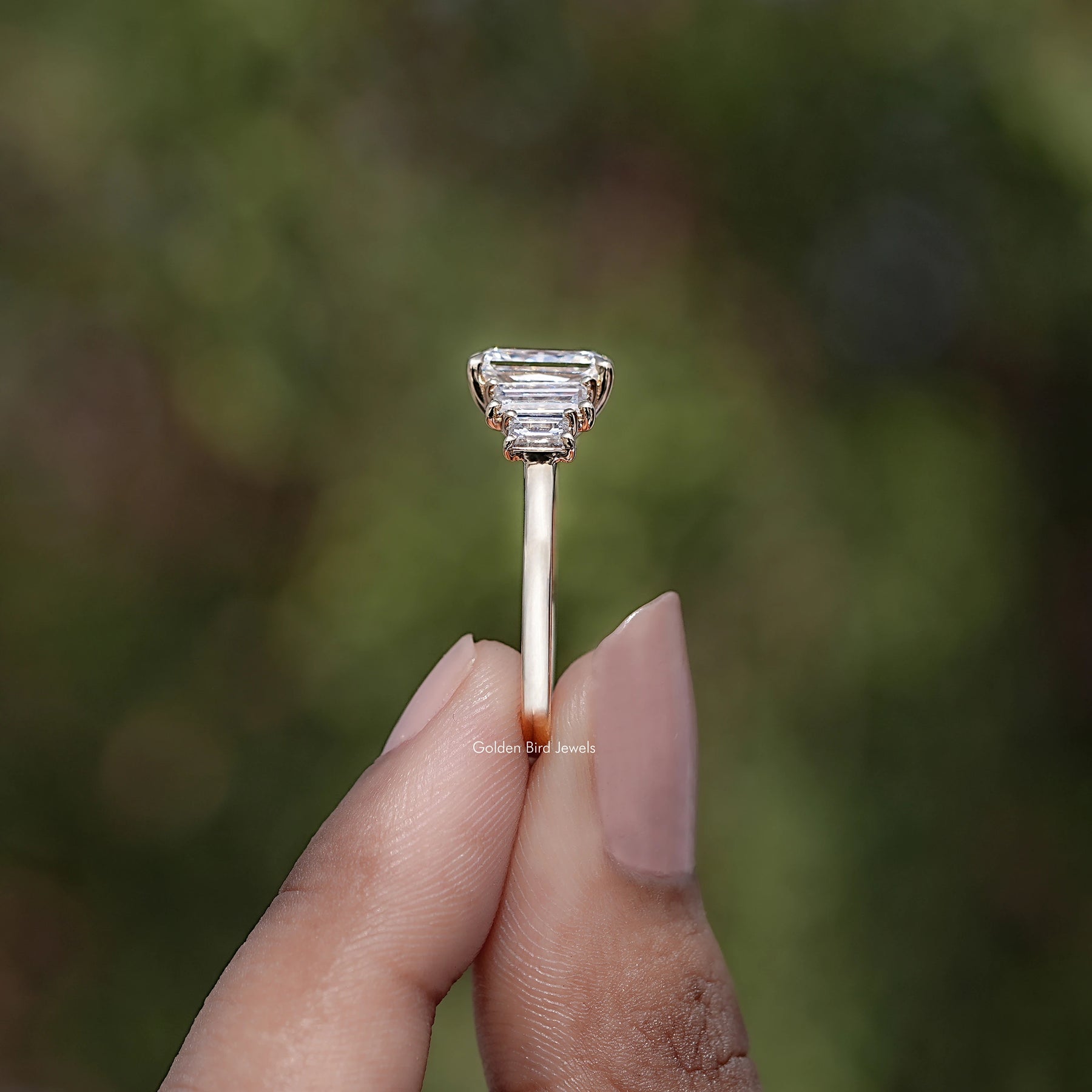 Radiant And Baguette Lab Diamond Five Stone Ring