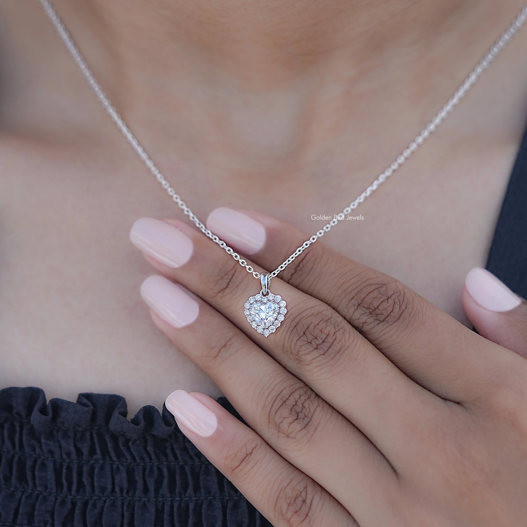 Heart Shaped Lab Diamond Halo Pendant