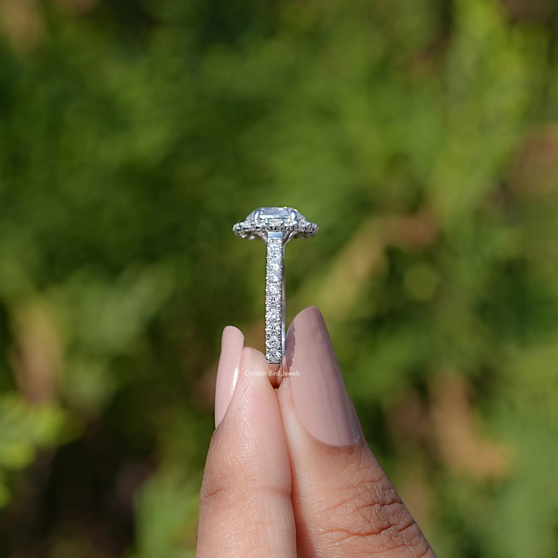 Old Mine Cushion Cut Lab Diamond Halo Ring