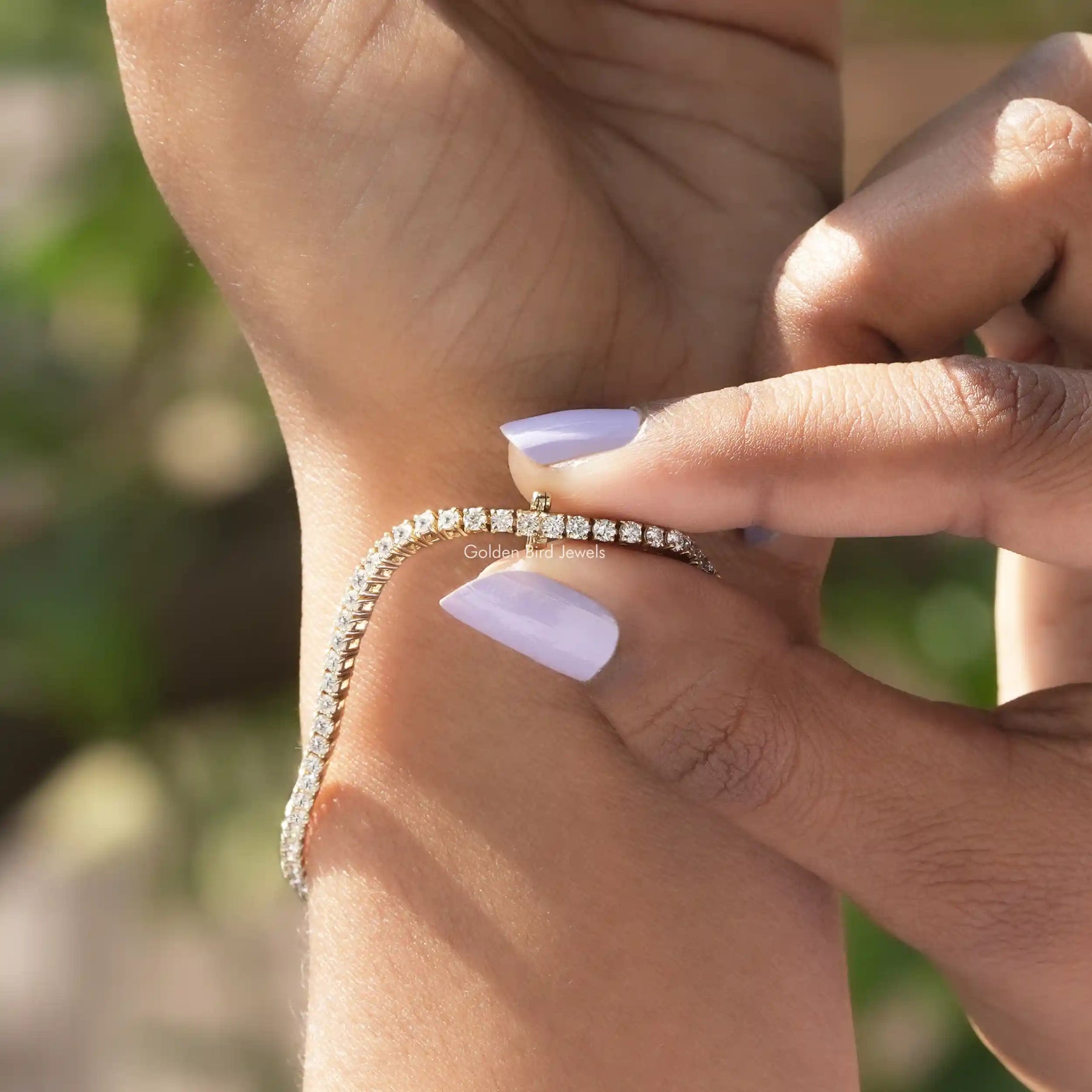 Back Side View Of Lab Grown Round Cut Diamond Tennis Bracelet