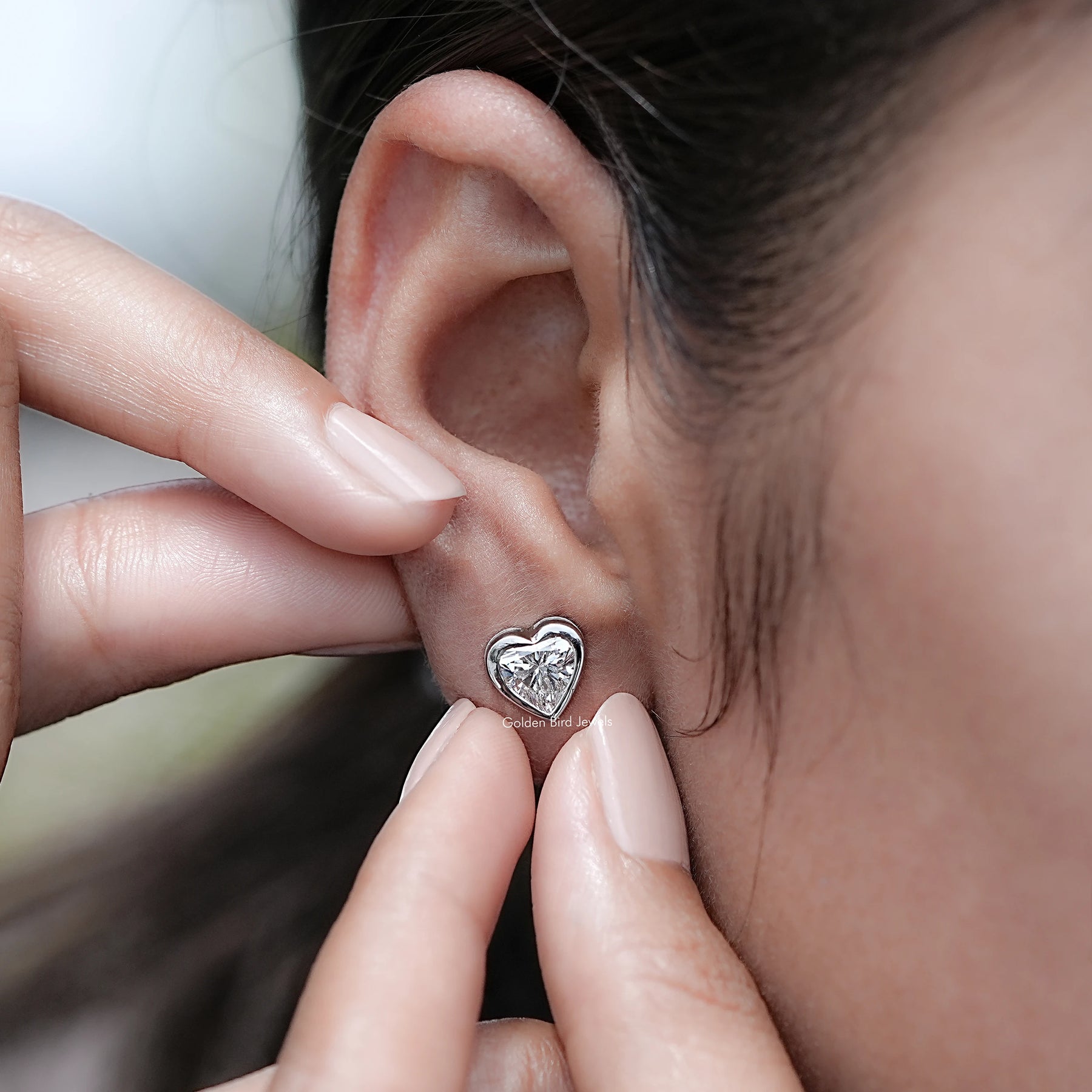 Heart Shaped Lab Grown Diamond Stud Earrings