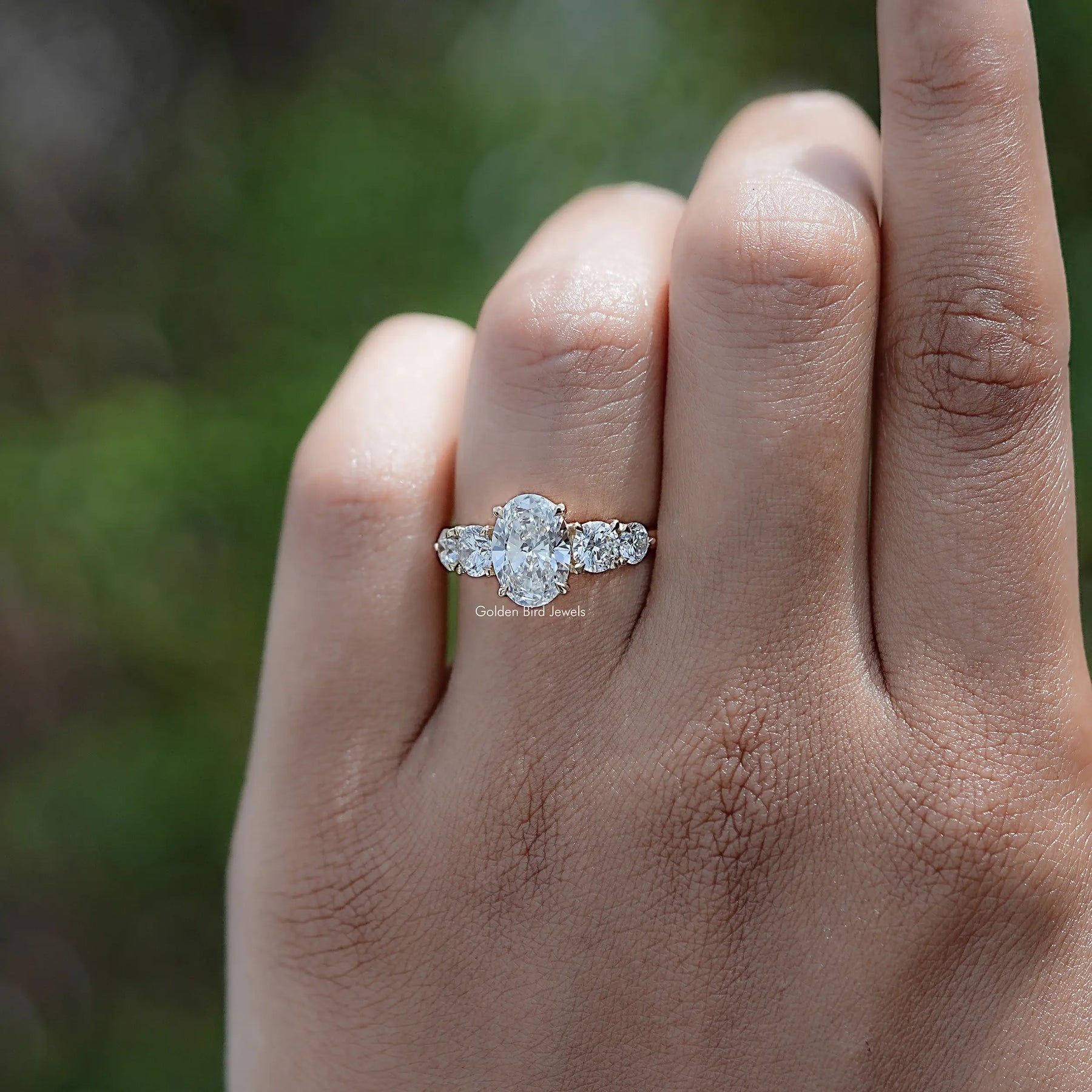 Oval Cut Lab Grown Diamond Five Stone Ring