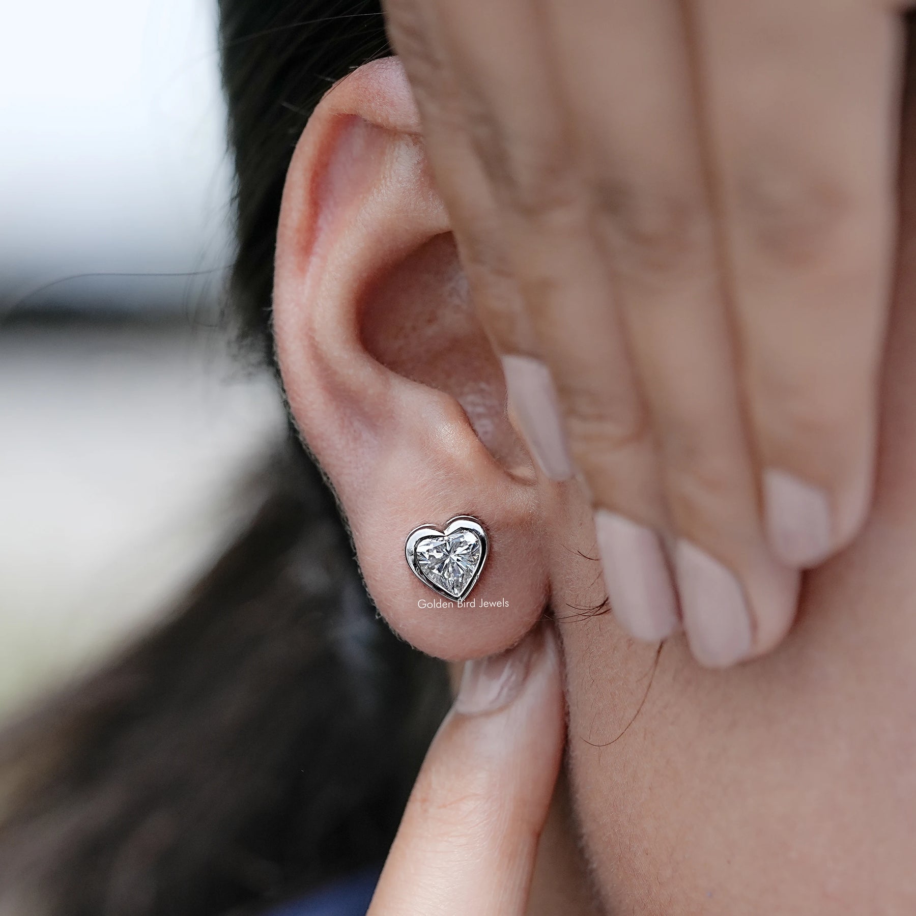 Heart Shaped Lab Grown Diamond Stud Earrings