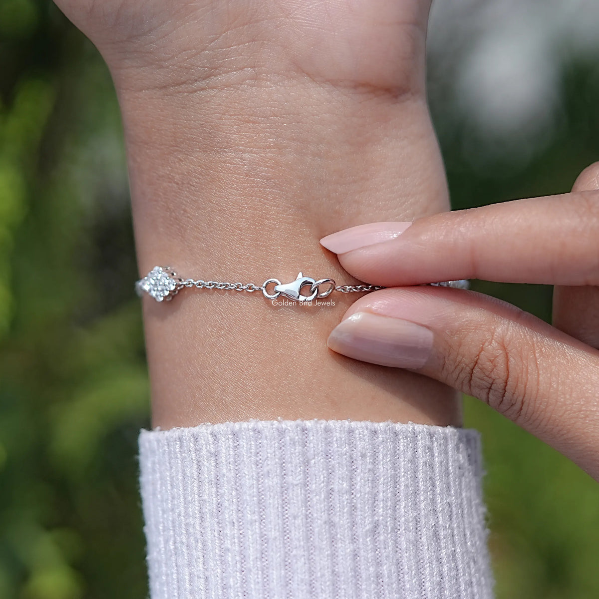 Back View Of Diamond Station Chain Bracelet