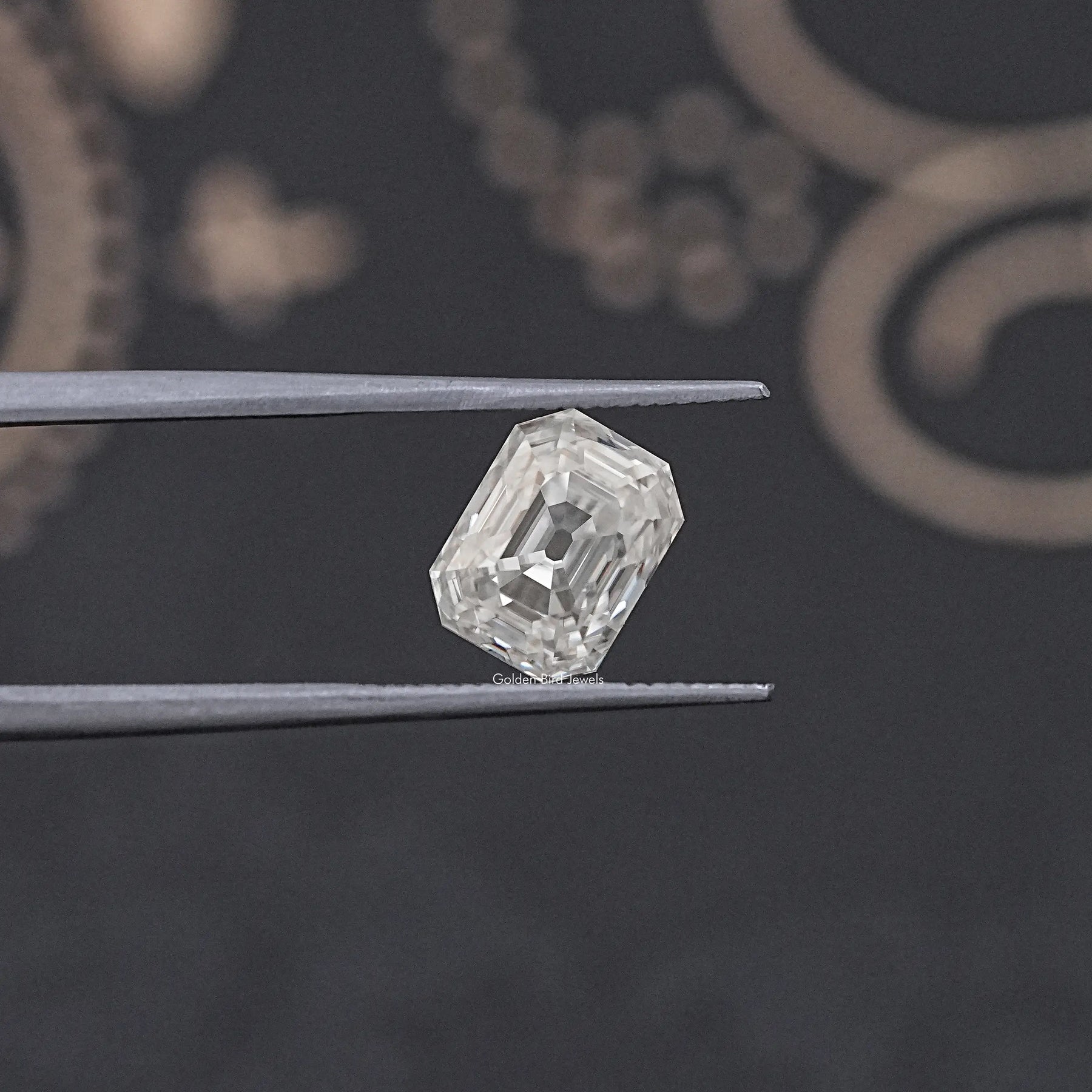 tweezers View of Loose Moissanite Gem for Custom Rings