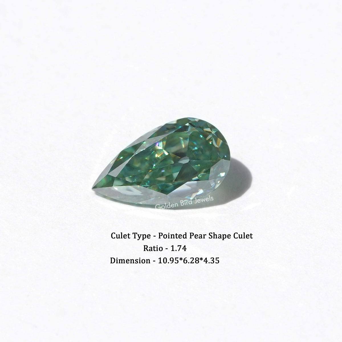 1.90 CT Old Mine Pear Cut Blue Green Moissanite Loose Stone