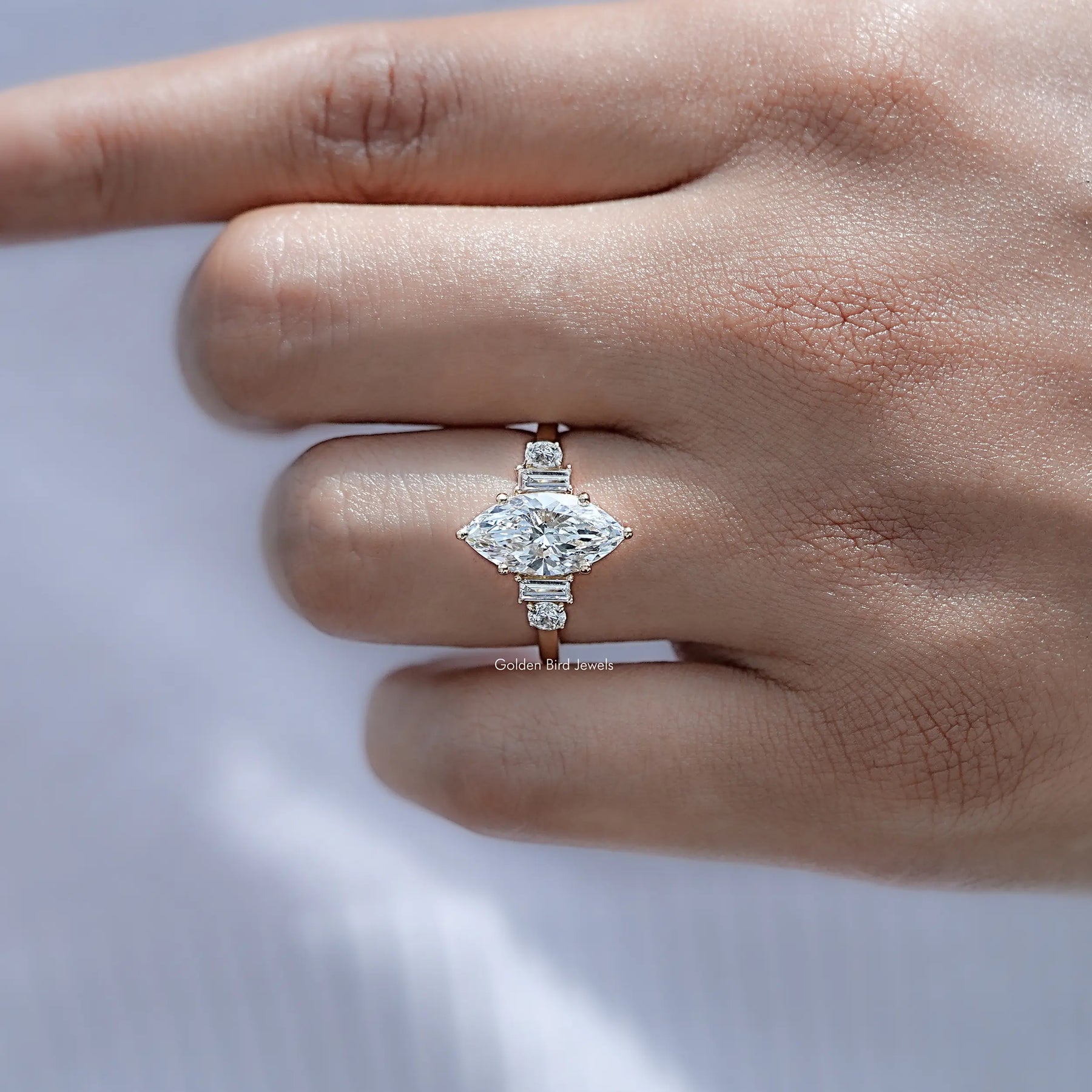 Marquise And Baguette Lab Diamond Five Stone Ring