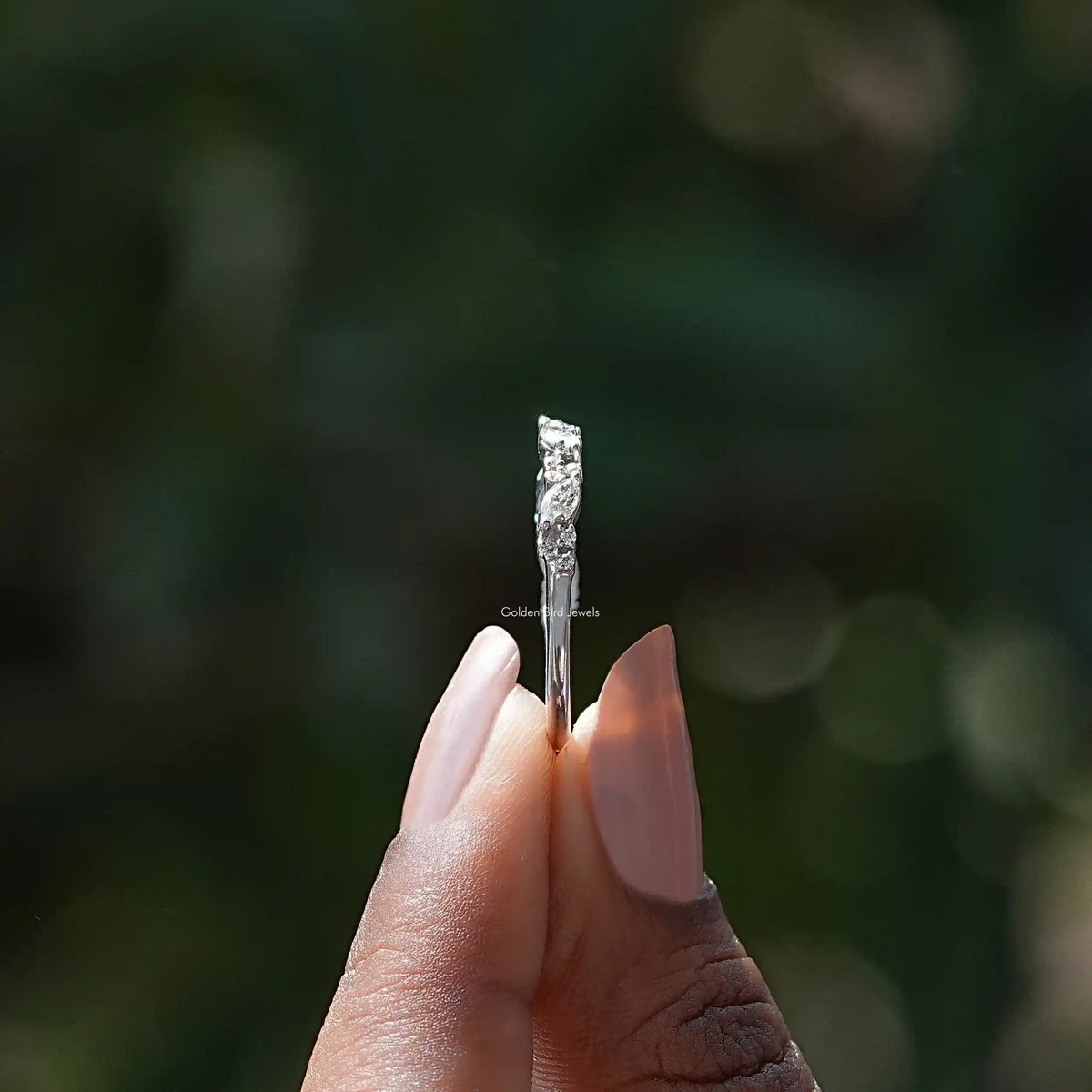 Marquise And Round Lab Diamond Half Eternity Band