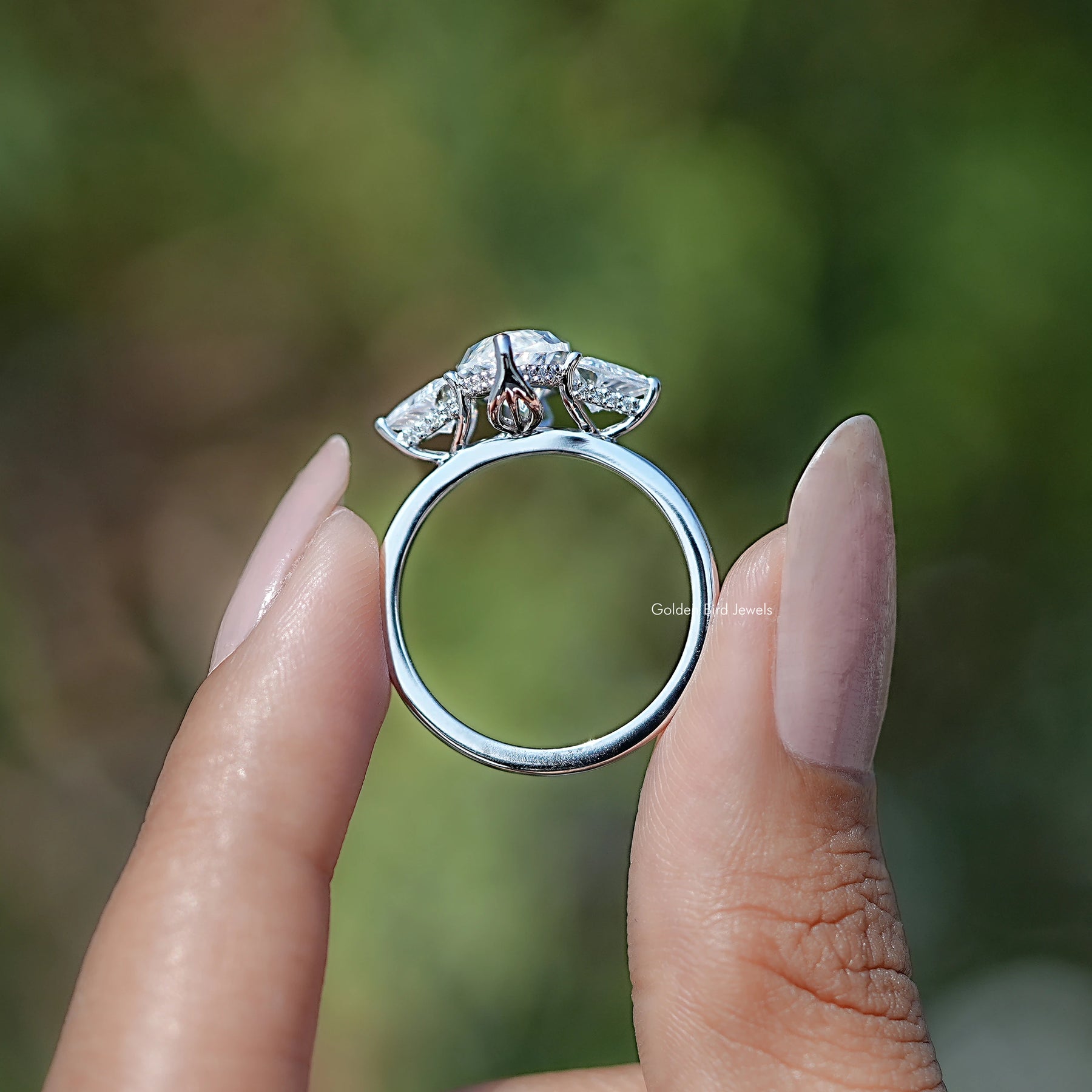 Marquise And Triangle Moissanite Three Stone Ring
