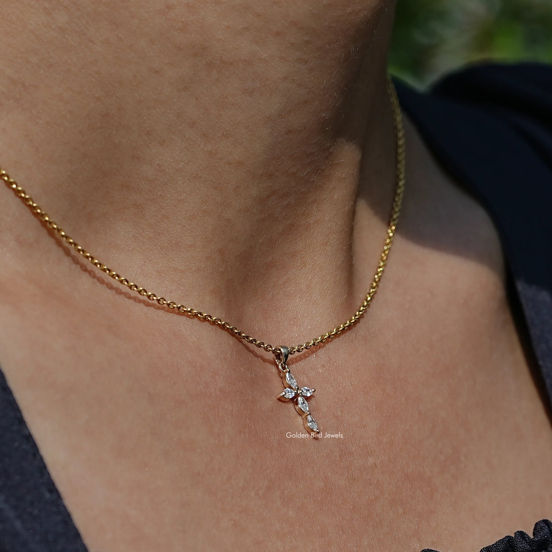 Detailed View Of Marquise Cut Lab Diamond Pendant