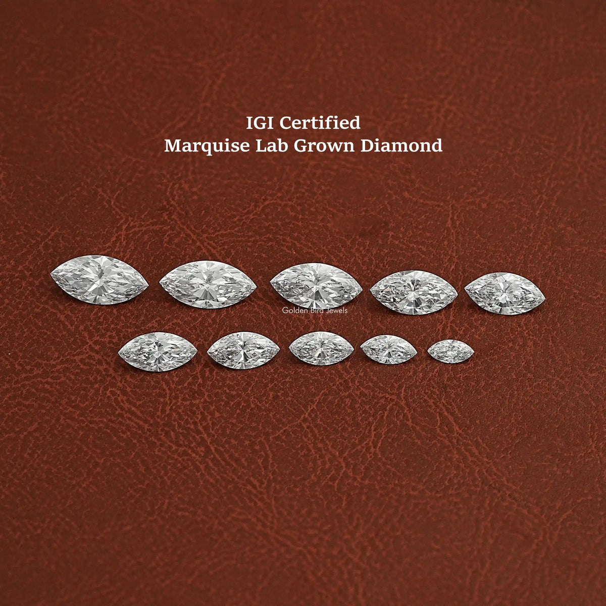 Front View Of Marquise Cut Loose Lab Diamond In White