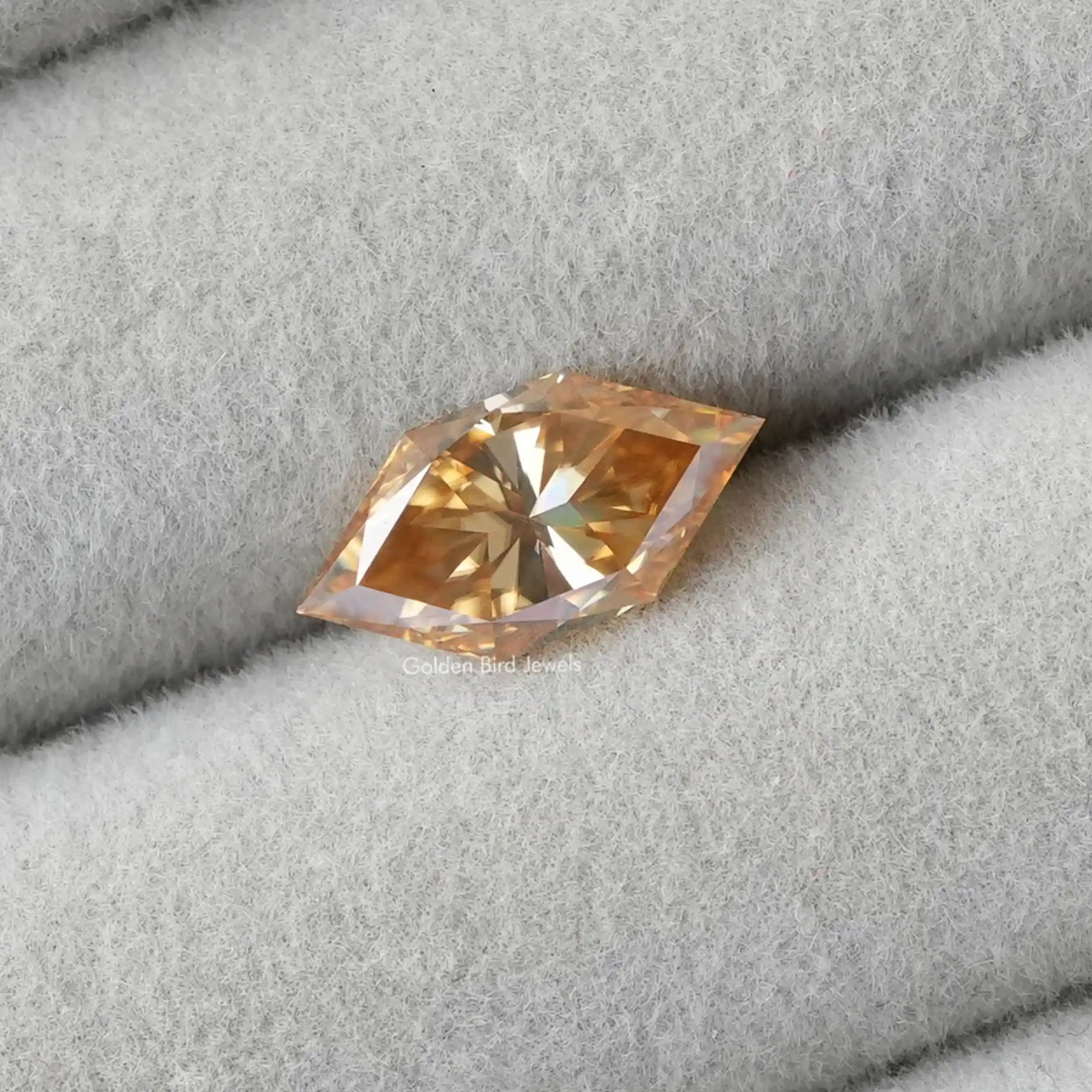 Detailed view of Champagne Dutch Marquise Cut Loose Moissanite