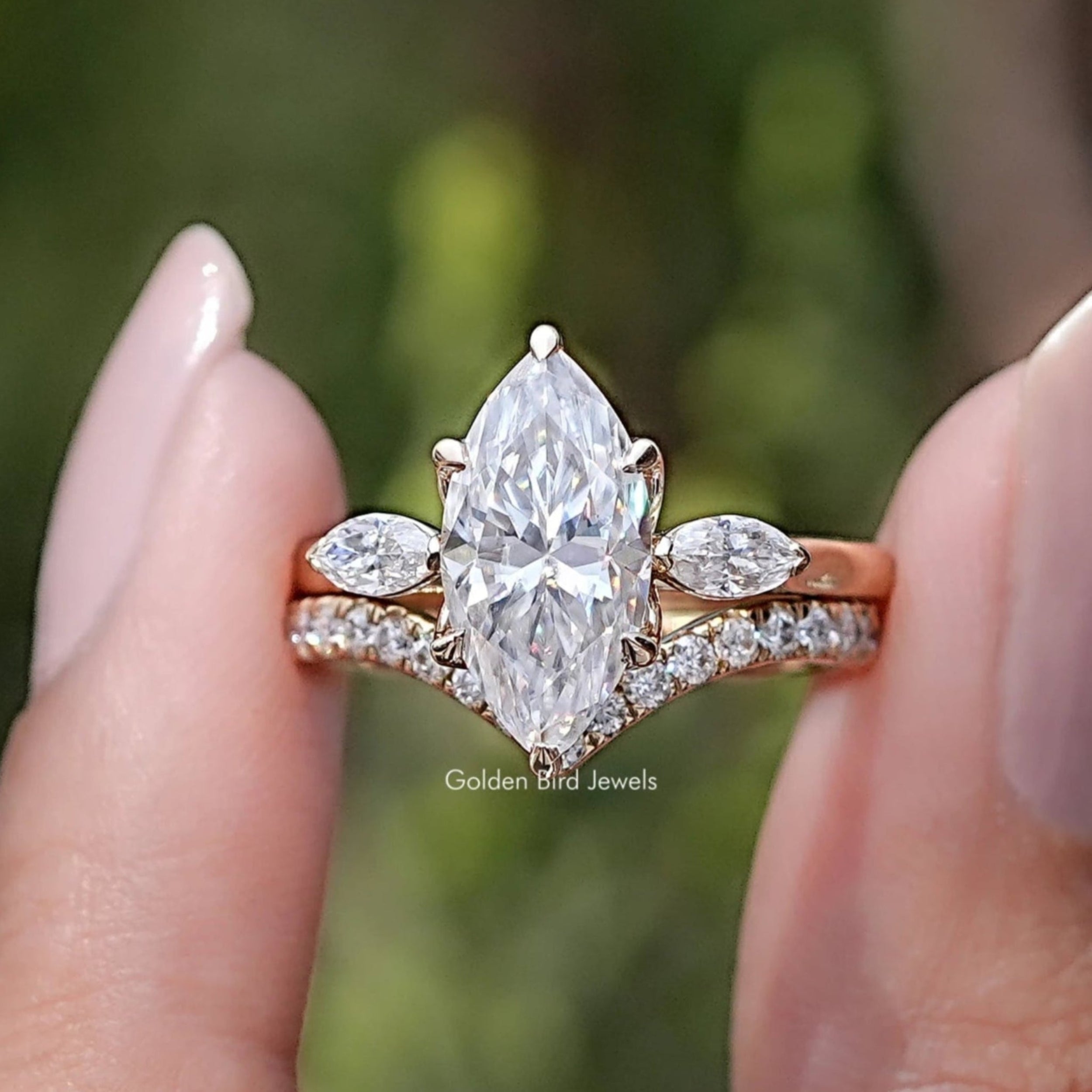 Marquise Three Stone Engagement Ring