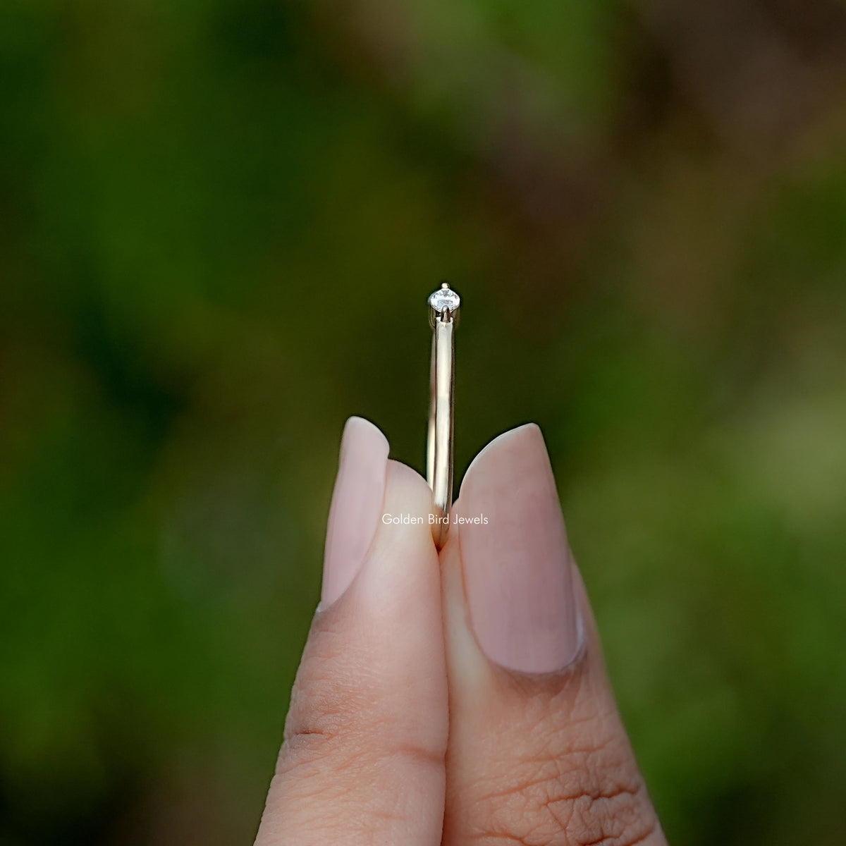 Side View of Engagement ring crafted With Lab Diamond Open Cuff Two Stone