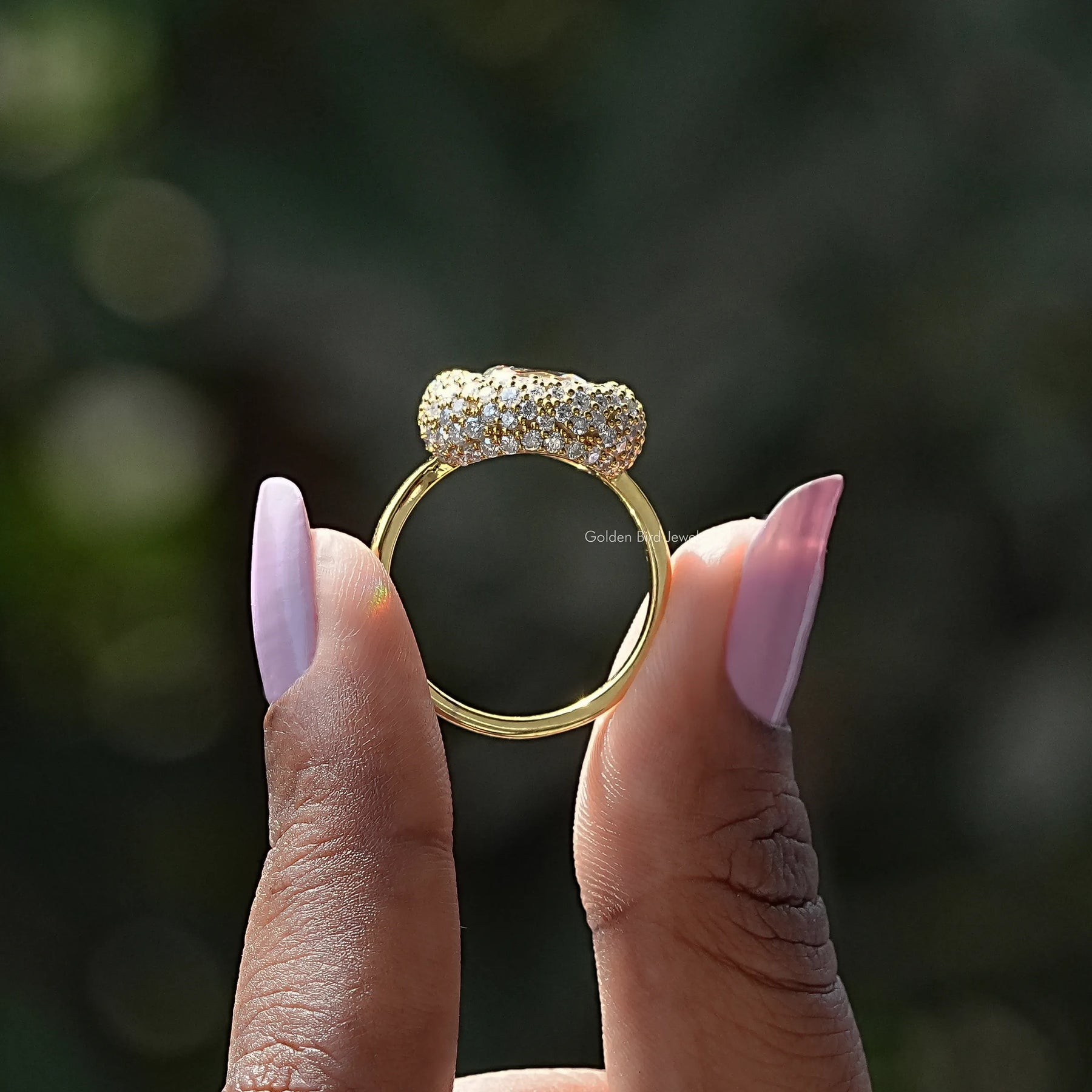 Mazarin Cut Moissanite Halo Engagement Ring