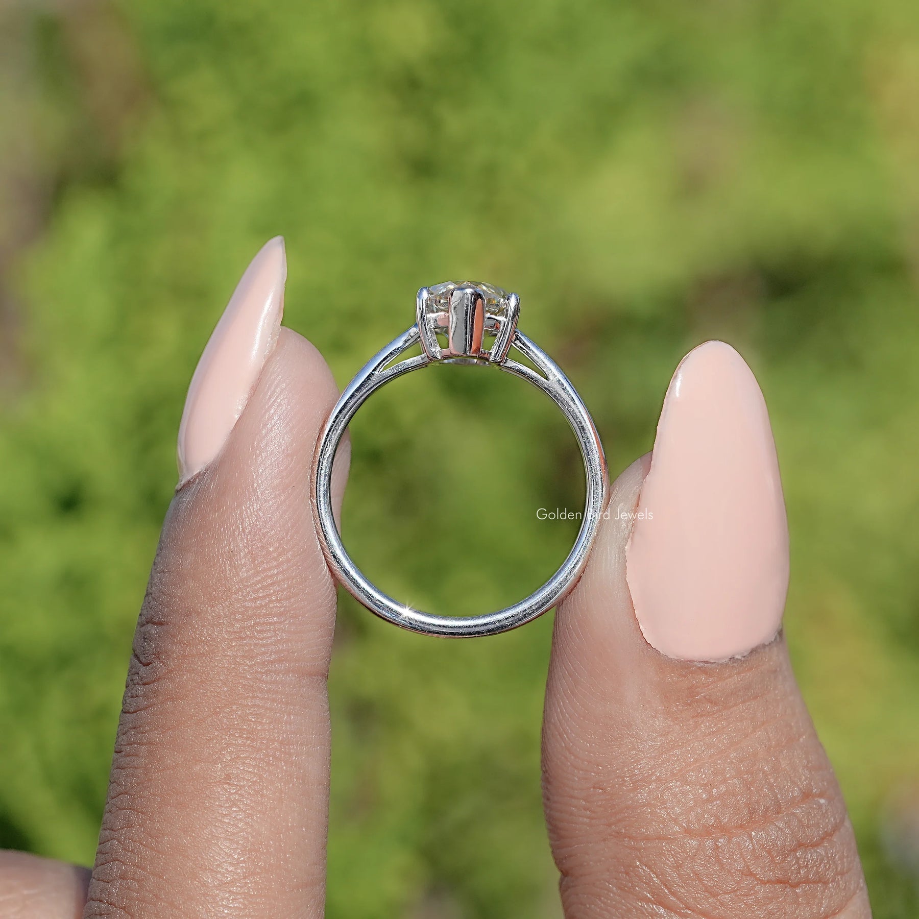 Old Mine Marquise Shaped Moissanite Solitaire Ring