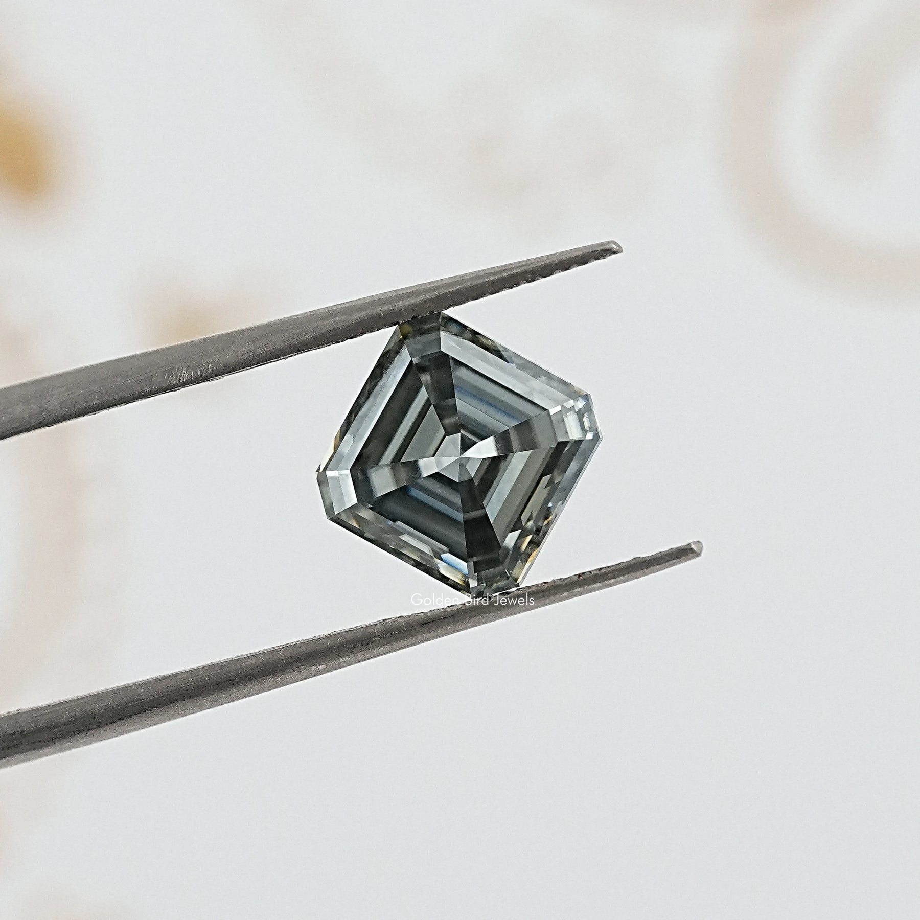 Gray Asscher Cut Loose Moissanite Stone