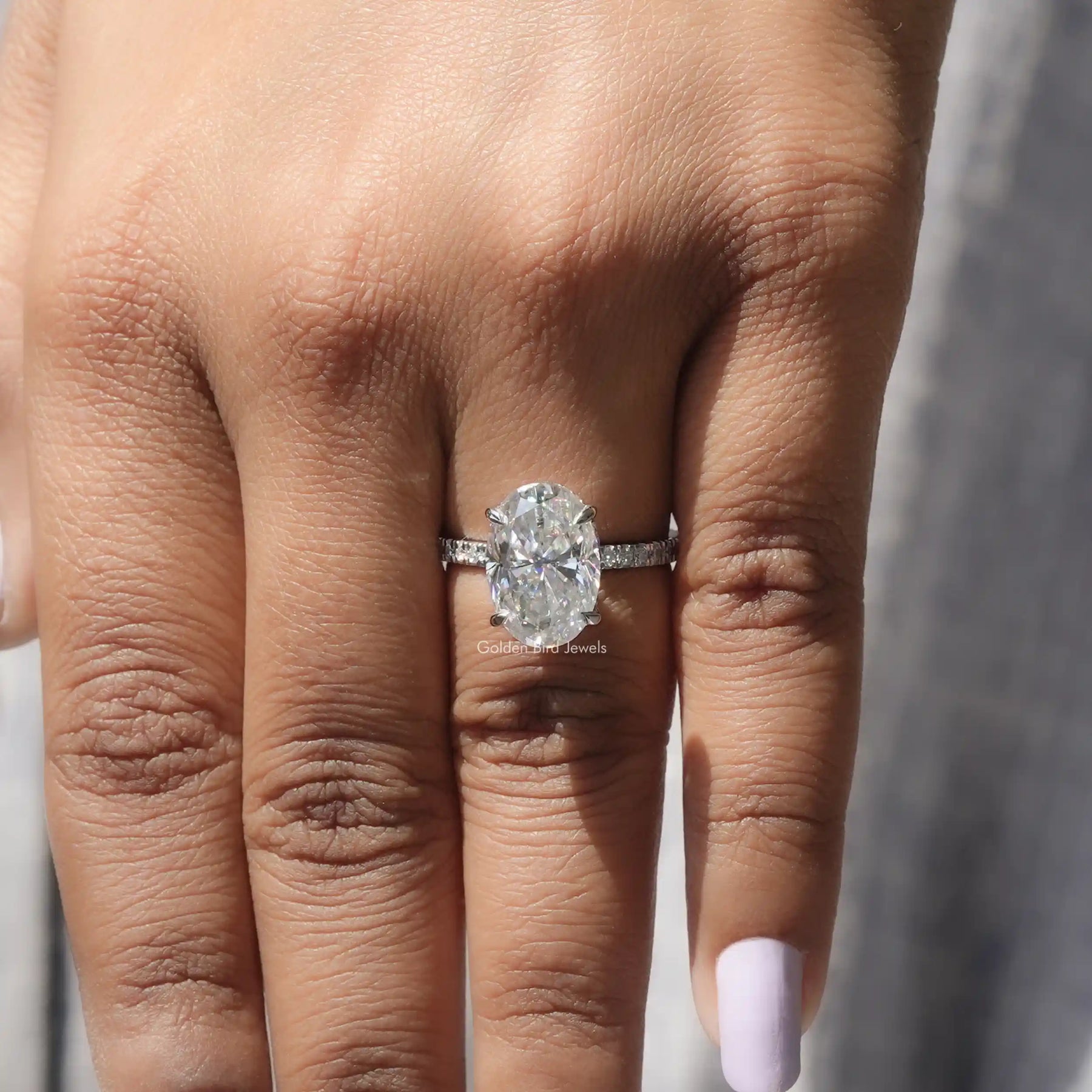 Oval Cut Moissanite Ring In finger