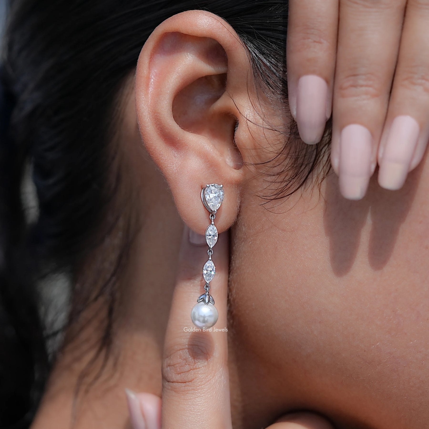 Pear And Marquise Cut Moissanite Stud Earrings