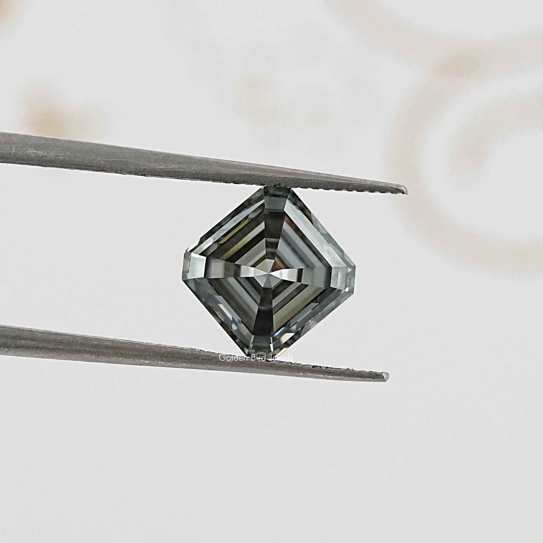 Gray Asscher Cut Loose Moissanite Stone