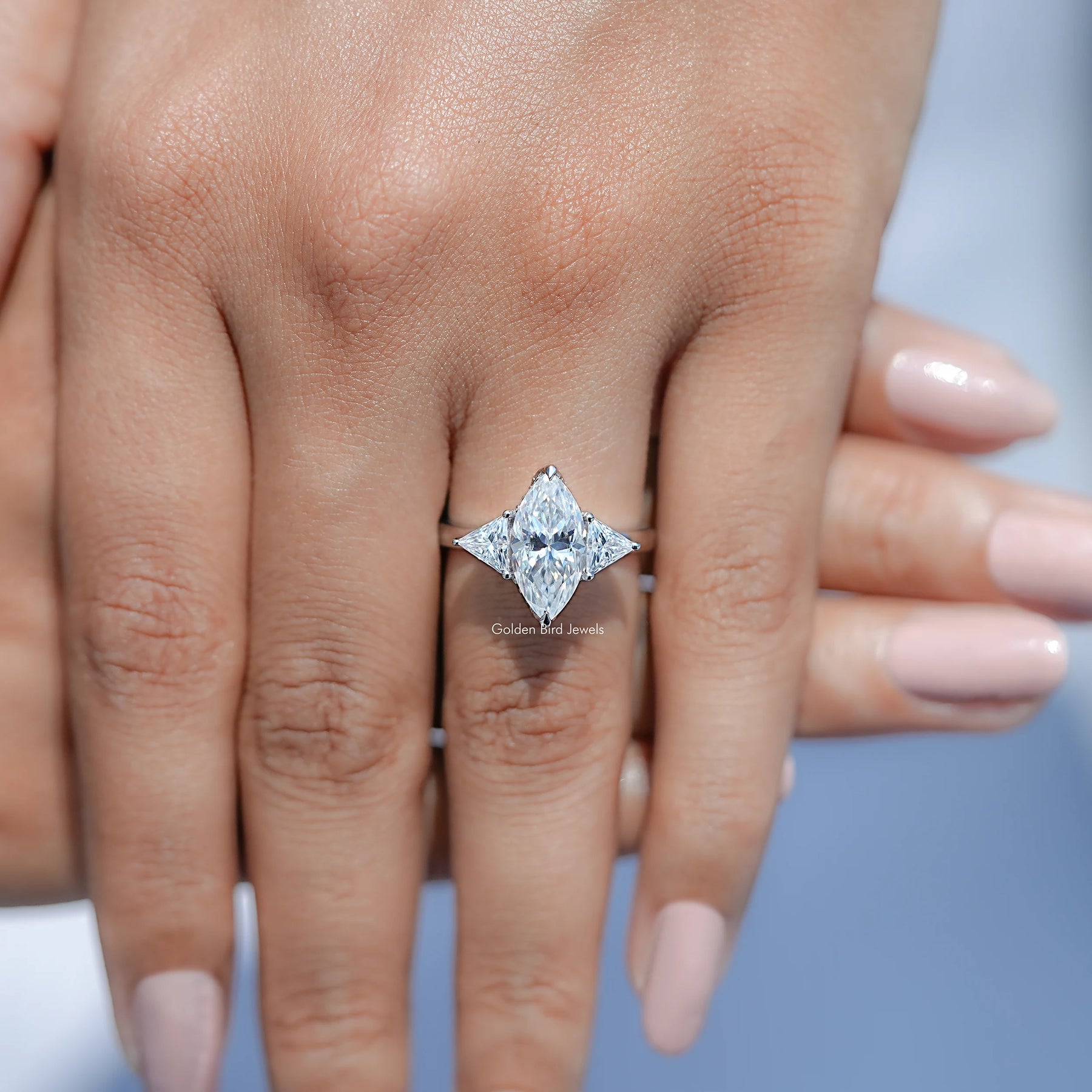 Marquise And Triangle Moissanite Three Stone Ring