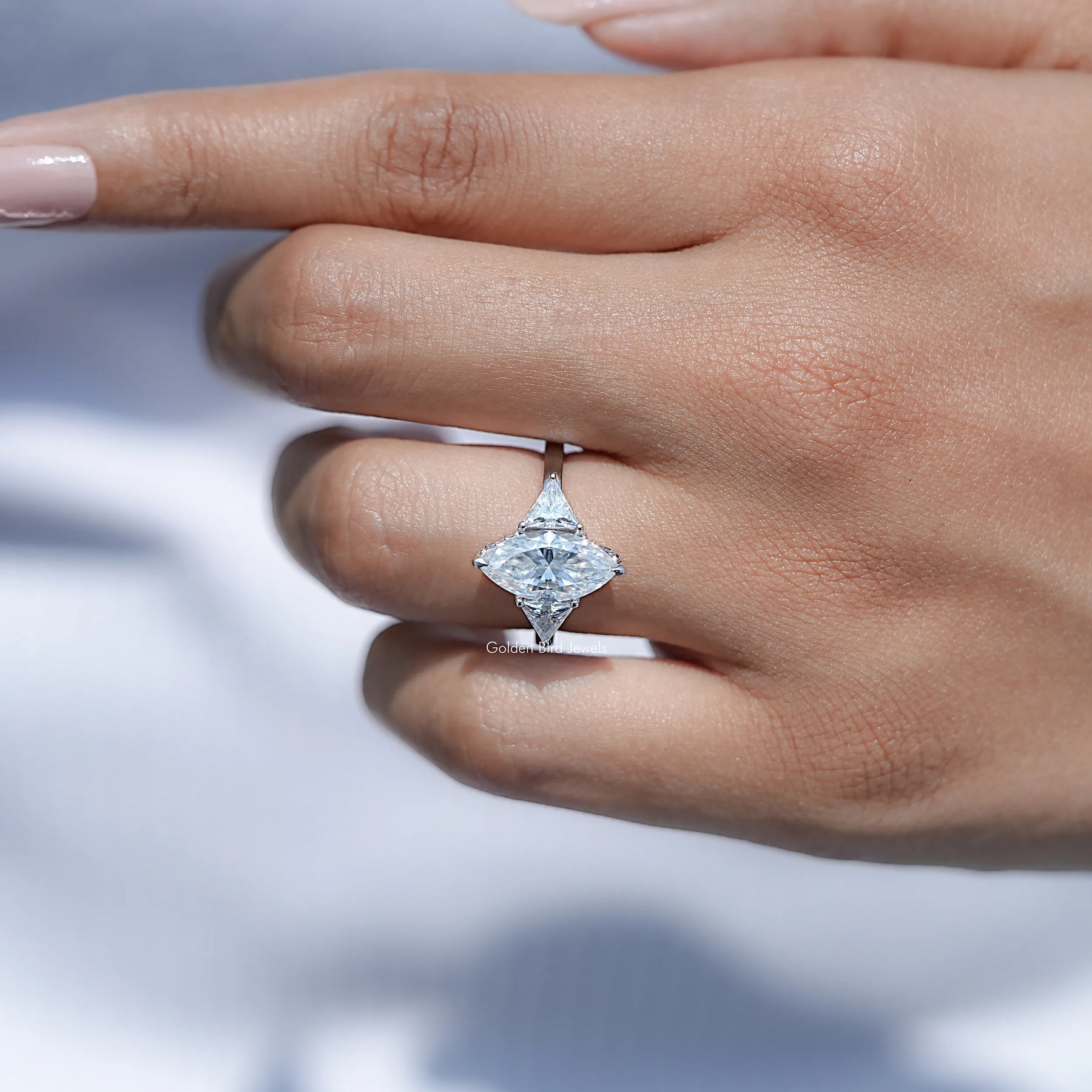 Marquise And Triangle Moissanite Three Stone Ring