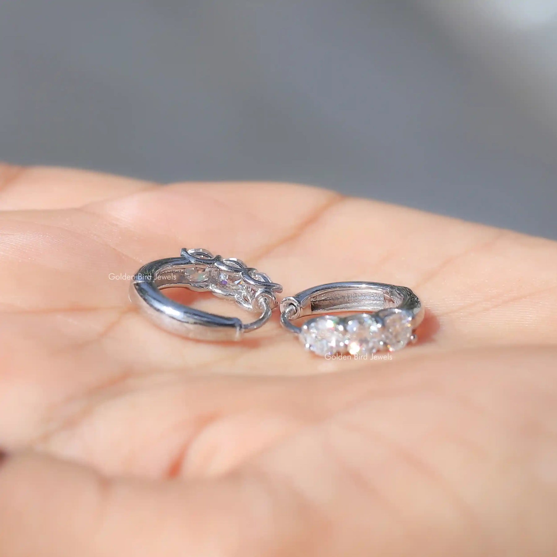 OEC Round Moissanite Hoop Earring